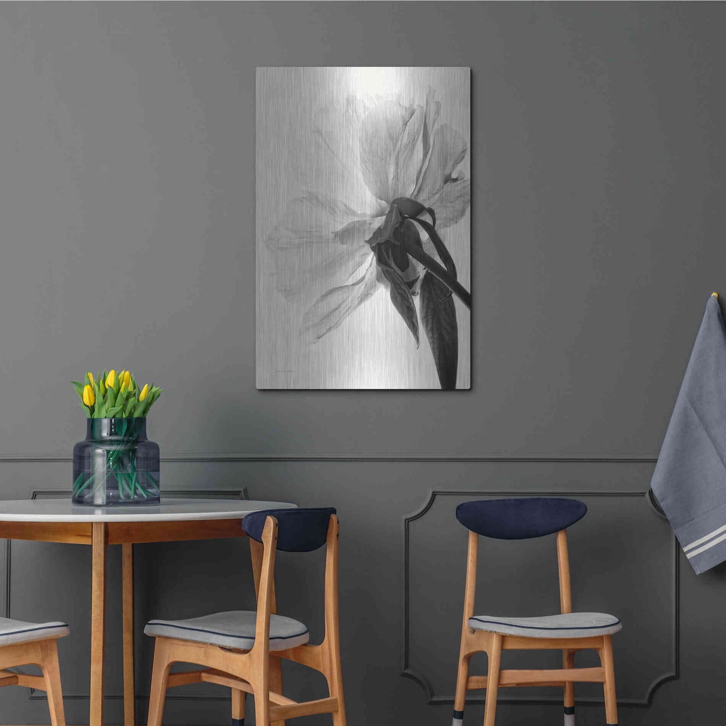 Luxe Metal Art 'Translucent Peony IIIBW' by Debra Van Swearingen, Metal Wall Art,24x36