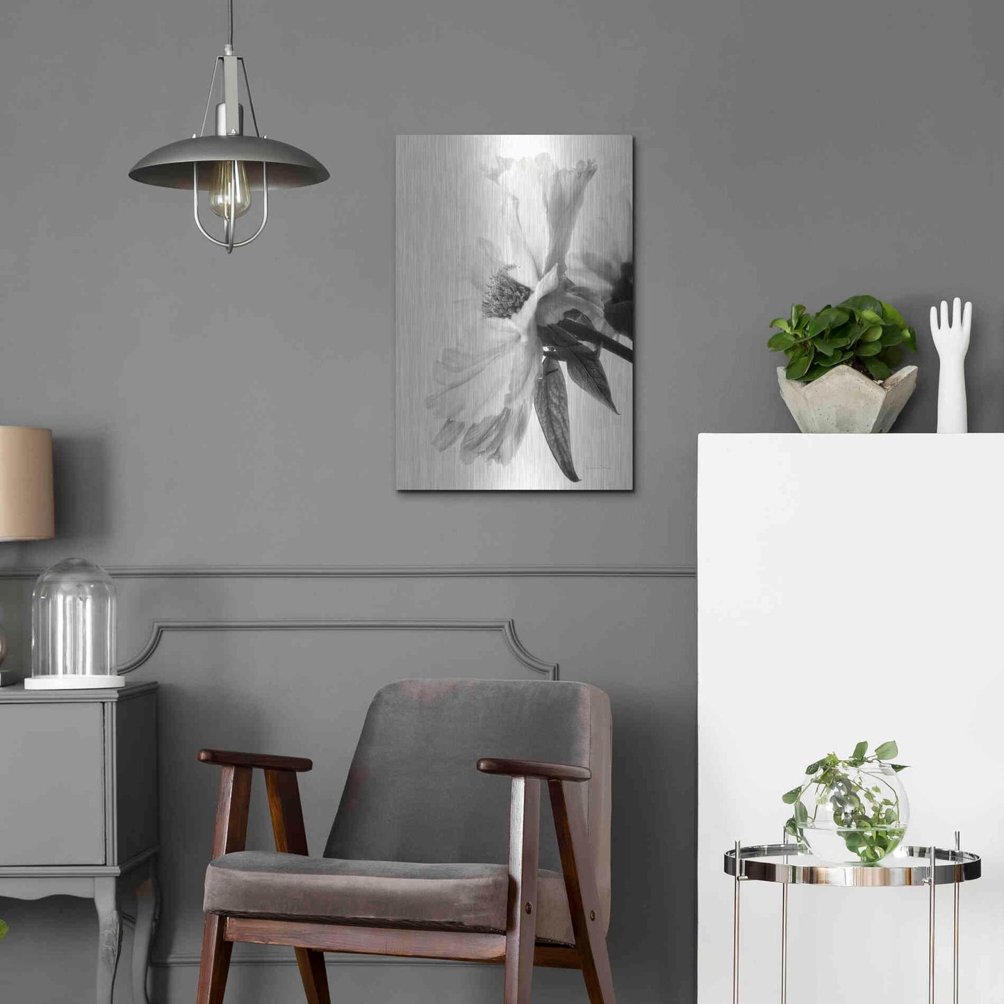Luxe Metal Art 'Translucent Peony IVBW' by Debra Van Swearingen, Metal Wall Art,16x24