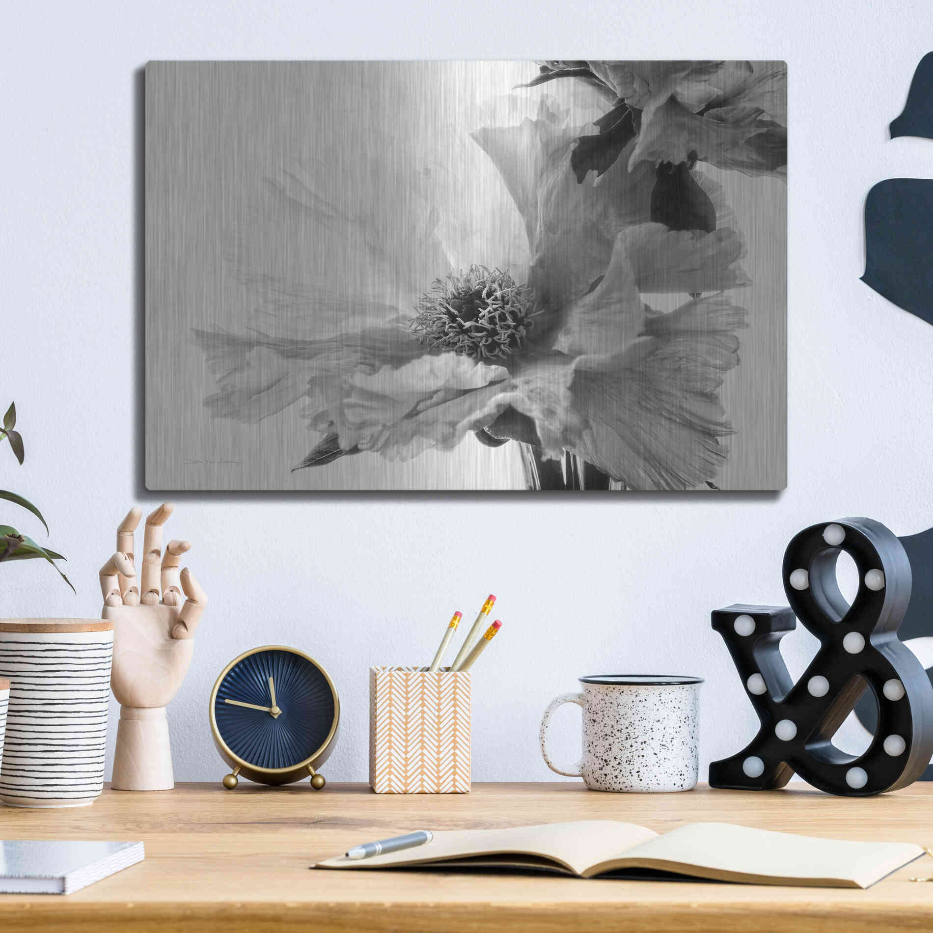 Luxe Metal Art 'Translucent Peony VBW' by Debra Van Swearingen, Metal Wall Art,16x12