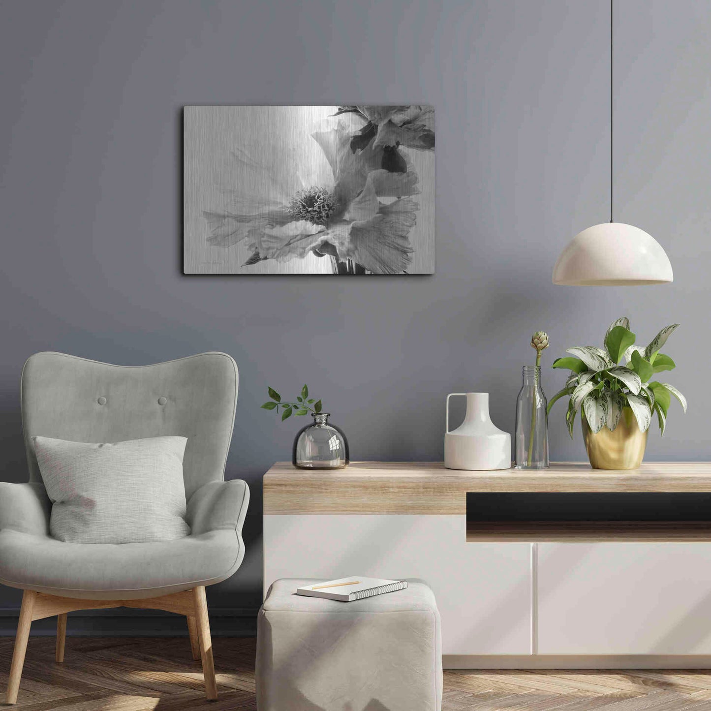 Luxe Metal Art 'Translucent Peony VBW' by Debra Van Swearingen, Metal Wall Art,24x16