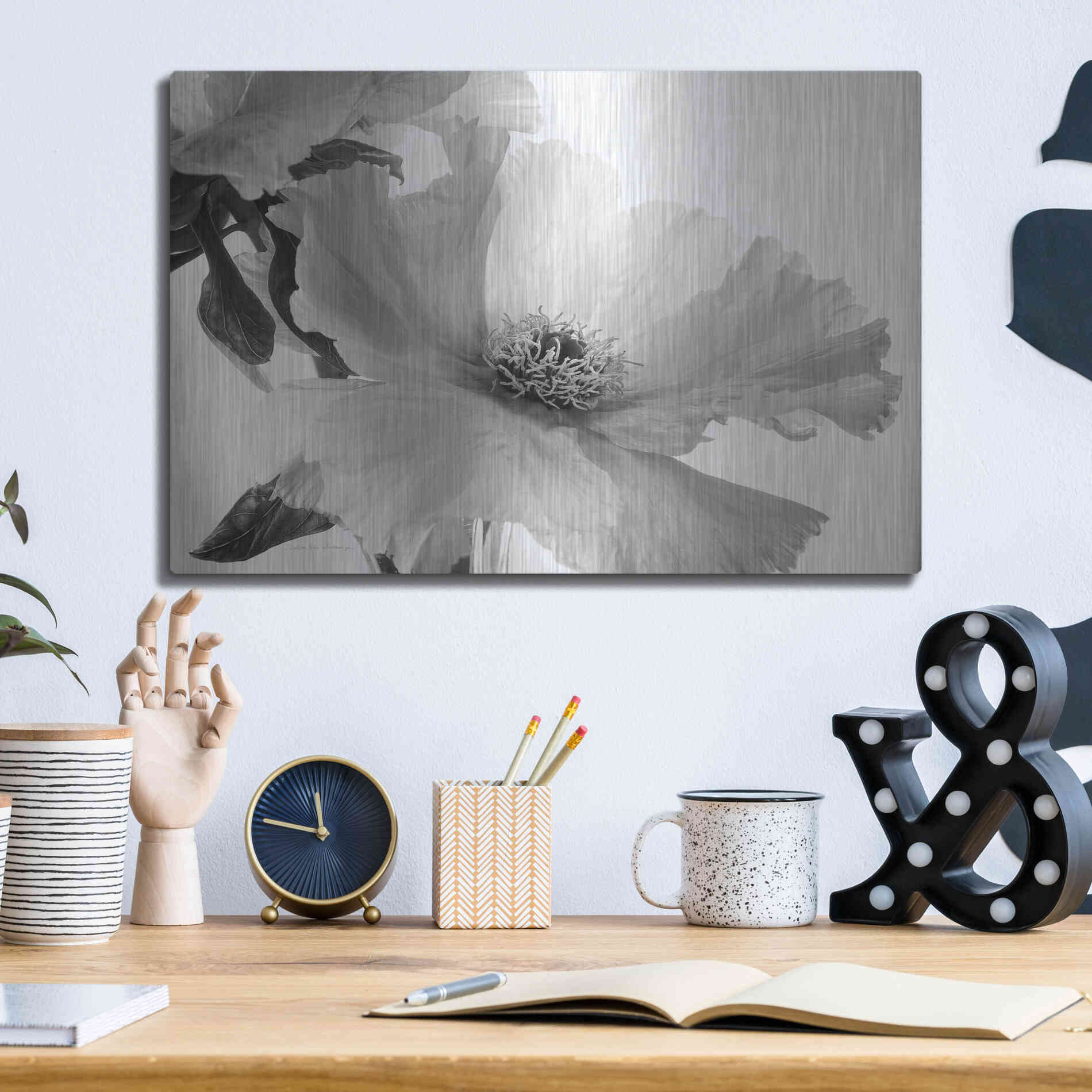 Luxe Metal Art 'Translucent Peony VIBW' by Debra Van Swearingen, Metal Wall Art,16x12