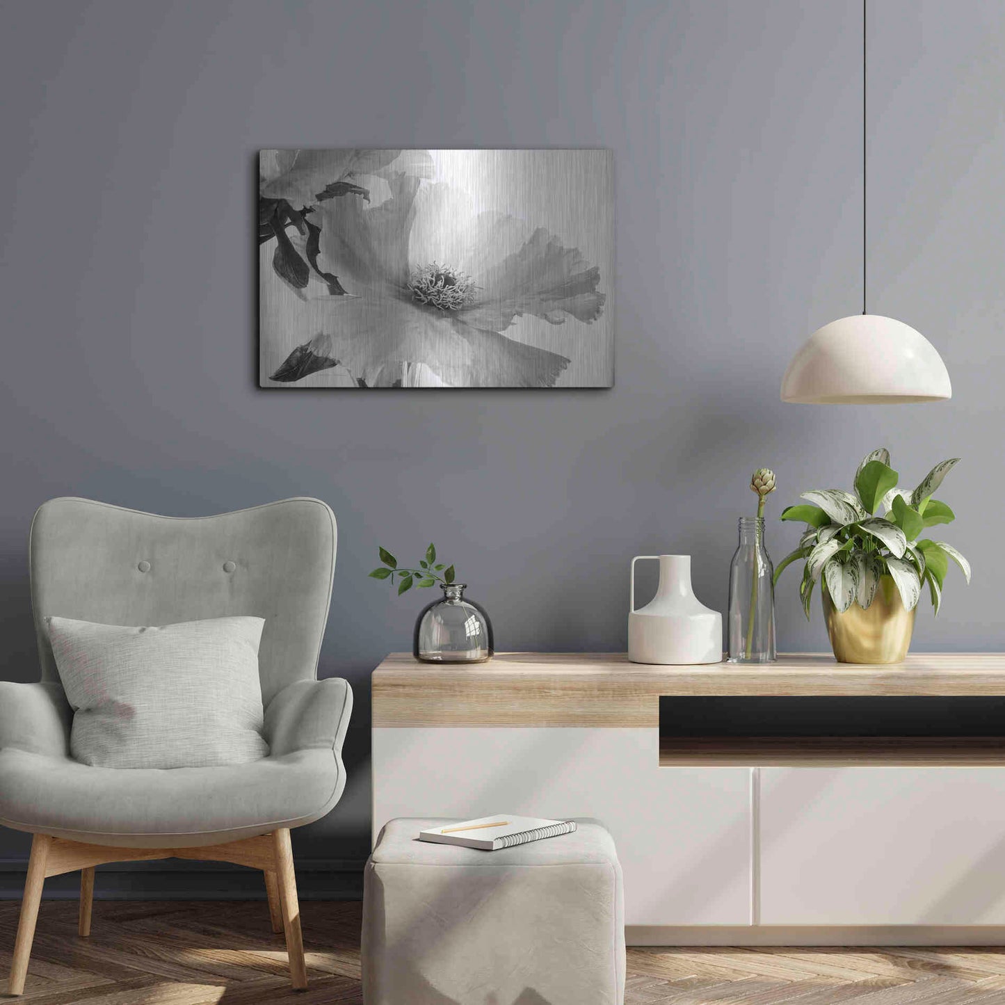 Luxe Metal Art 'Translucent Peony VIBW' by Debra Van Swearingen, Metal Wall Art,24x16