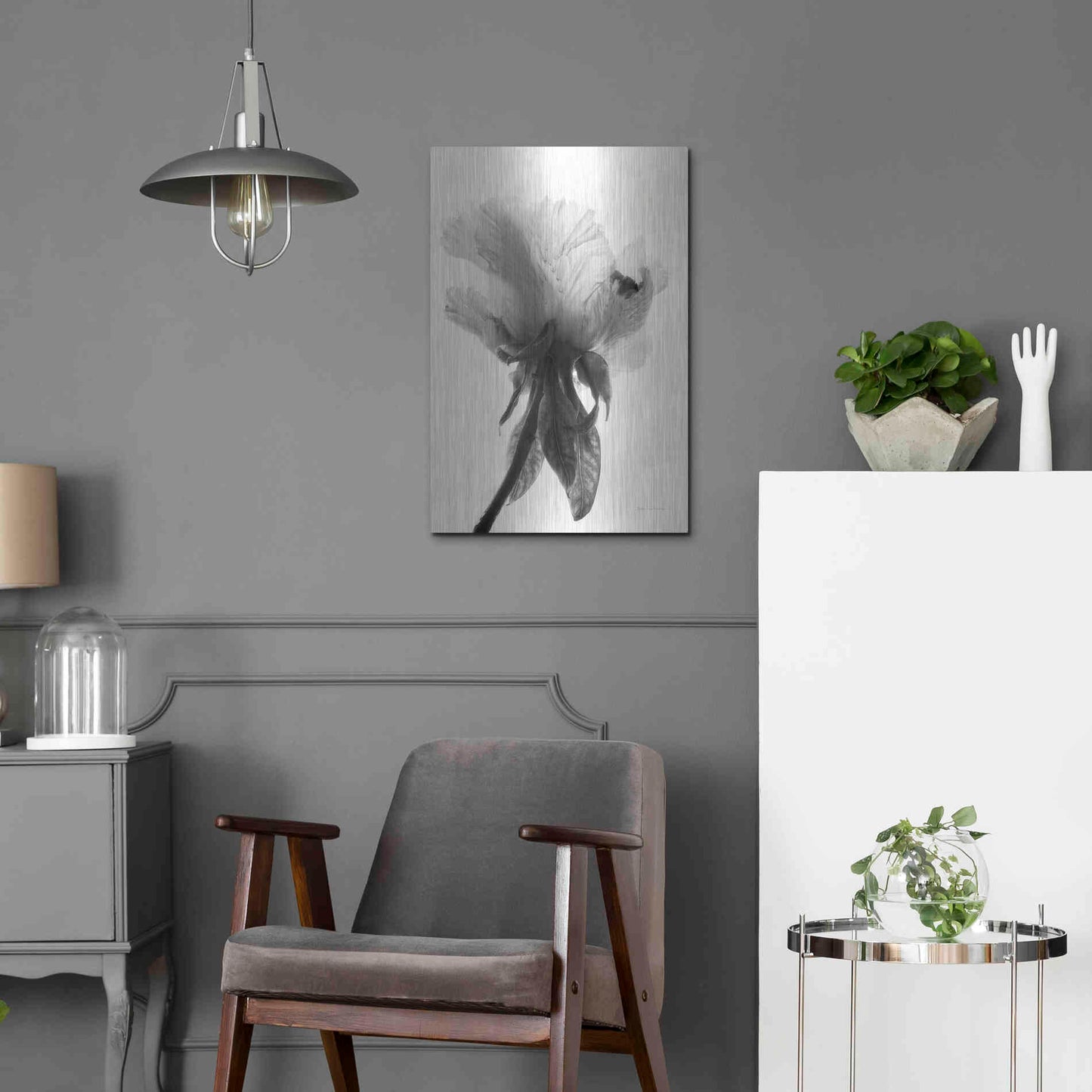 Luxe Metal Art 'Translucent Peony VIIBW' by Debra Van Swearingen, Metal Wall Art,16x24