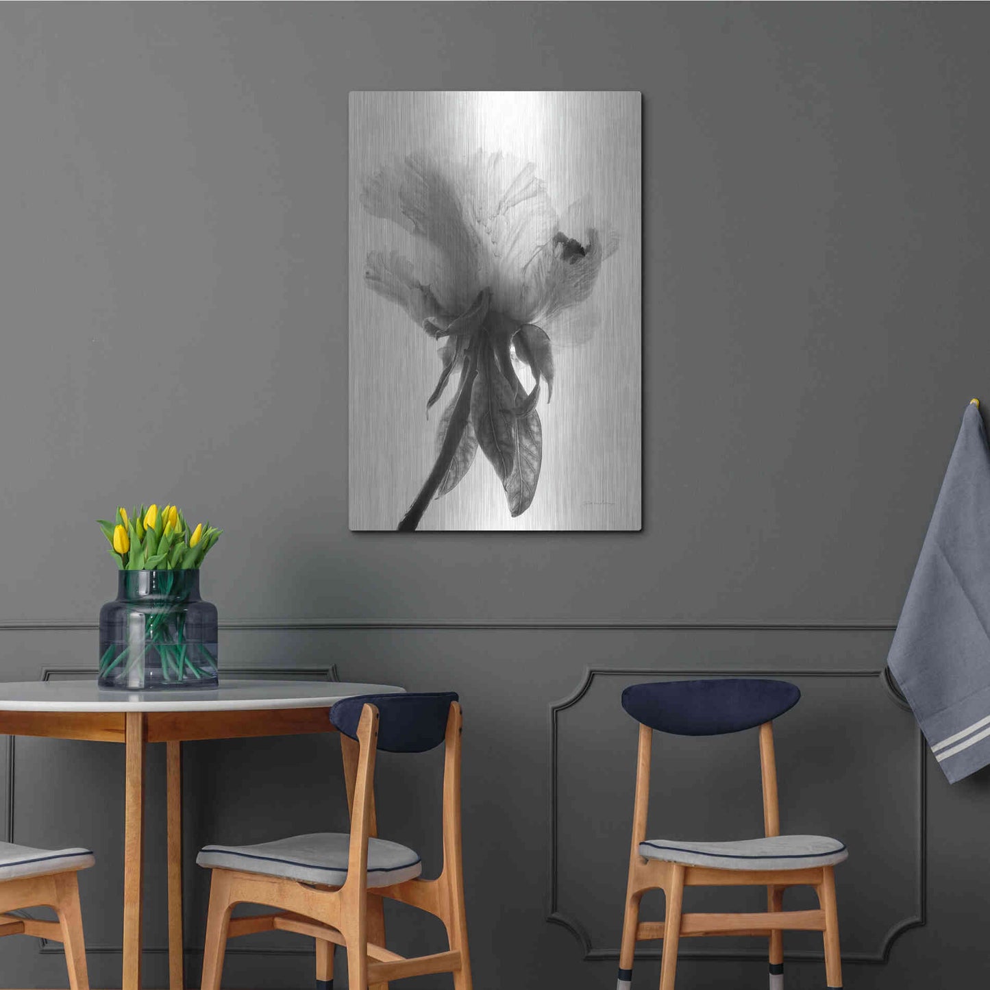 Luxe Metal Art 'Translucent Peony VIIBW' by Debra Van Swearingen, Metal Wall Art,24x36