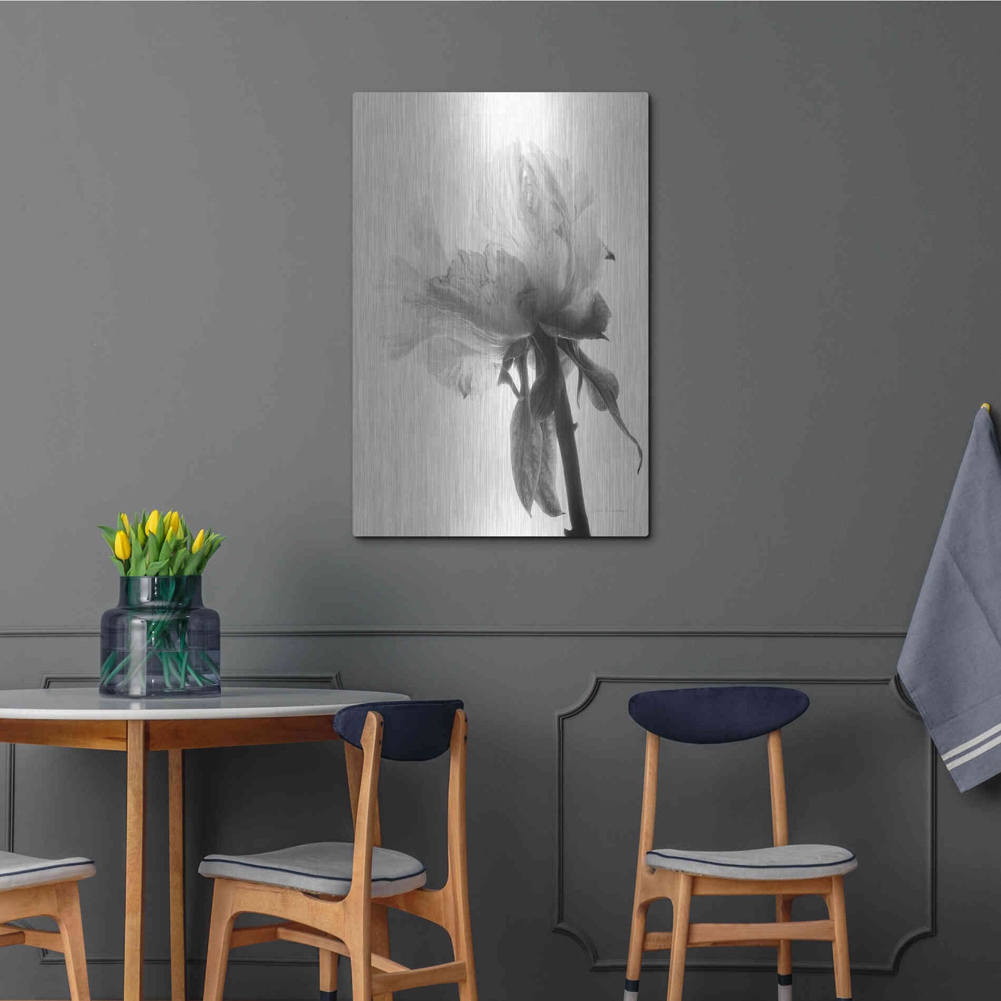 Luxe Metal Art 'Translucent Peony VIIIBW' by Debra Van Swearingen, Metal Wall Art,24x36