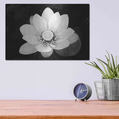 Luxe Metal Art 'Lotus Flower II v2' by Debra Van Swearingen, Metal Wall Art,16x12