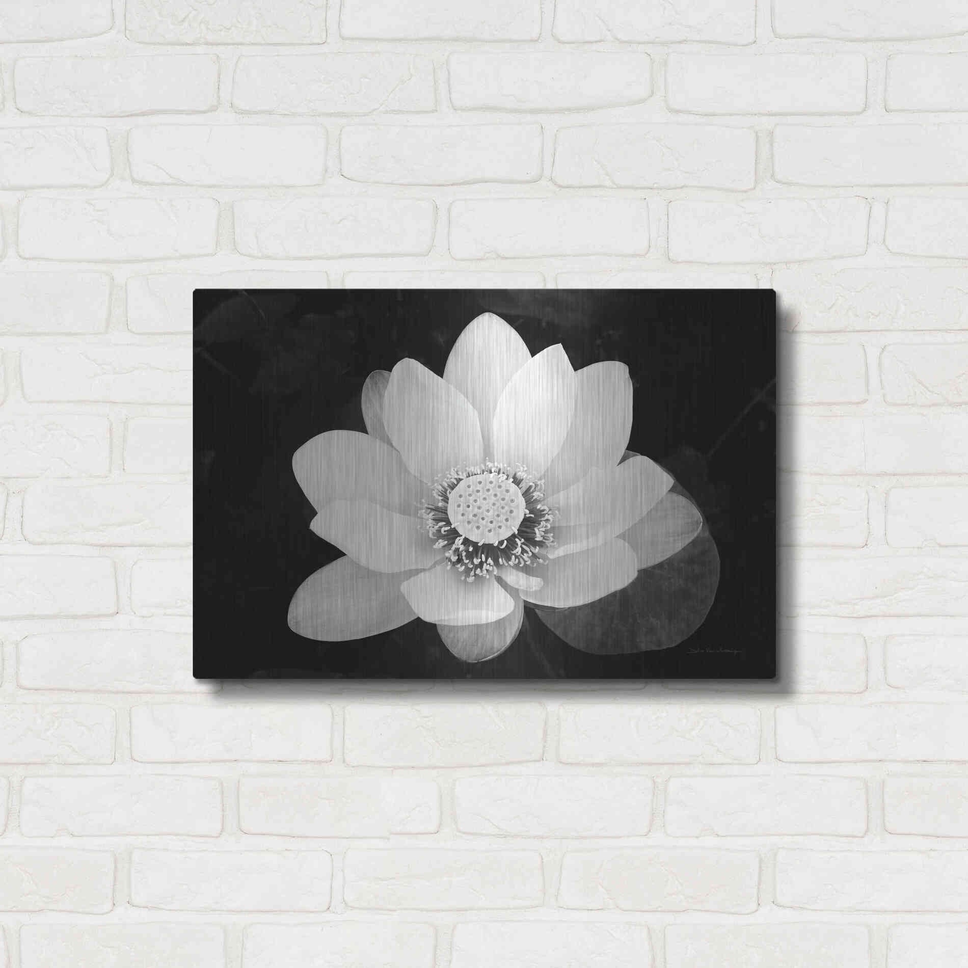 Luxe Metal Art 'Lotus Flower II v2' by Debra Van Swearingen, Metal Wall Art,24x16