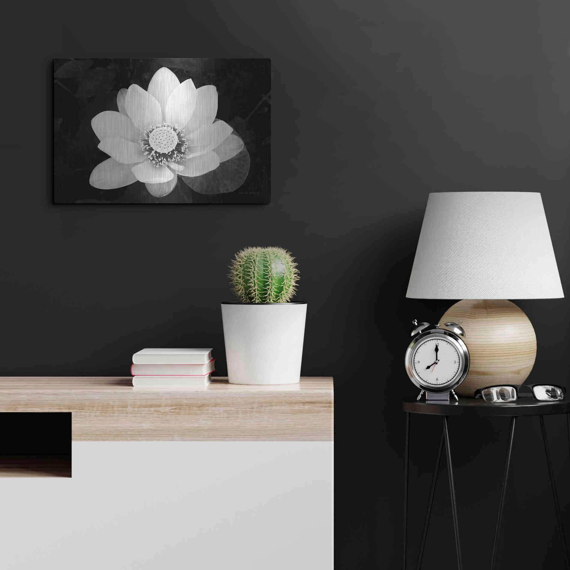 Luxe Metal Art 'Lotus Flower II v2' by Debra Van Swearingen, Metal Wall Art,24x16