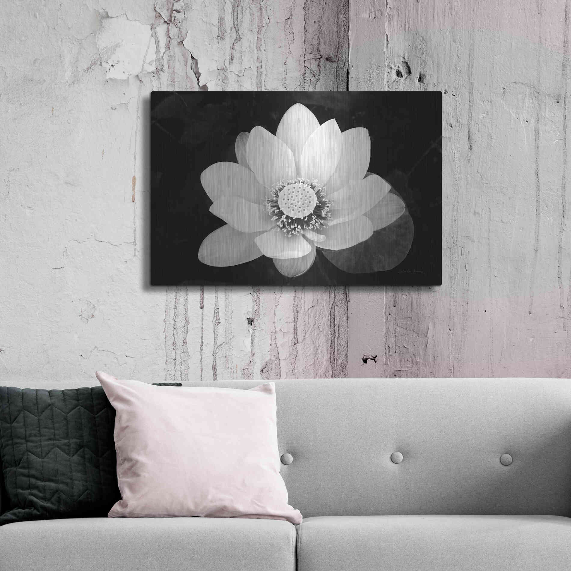 Luxe Metal Art 'Lotus Flower II v2' by Debra Van Swearingen, Metal Wall Art,36x24