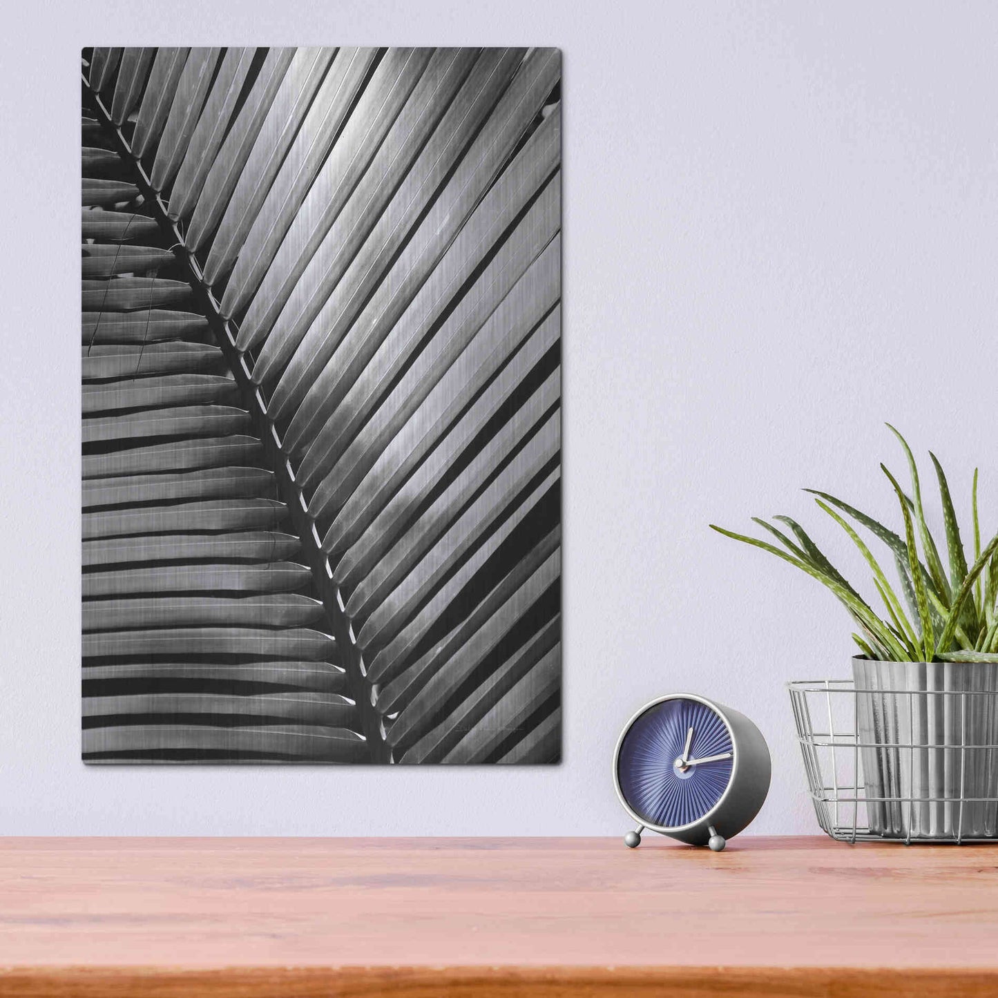 Luxe Metal Art 'Palm Frond I' by Debra Van Swearingen, Metal Wall Art,12x16