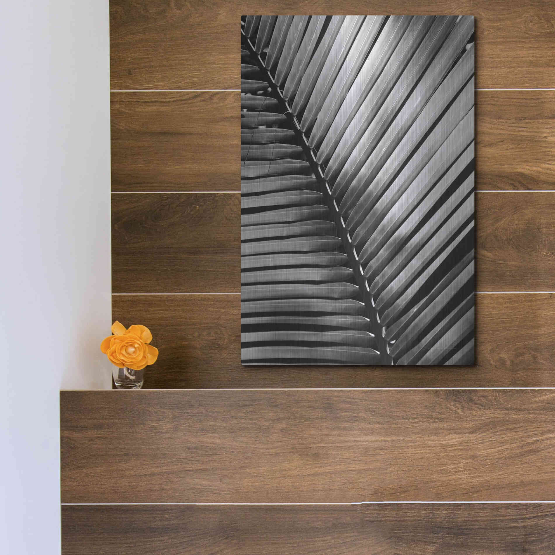 Luxe Metal Art 'Palm Frond I' by Debra Van Swearingen, Metal Wall Art,12x16