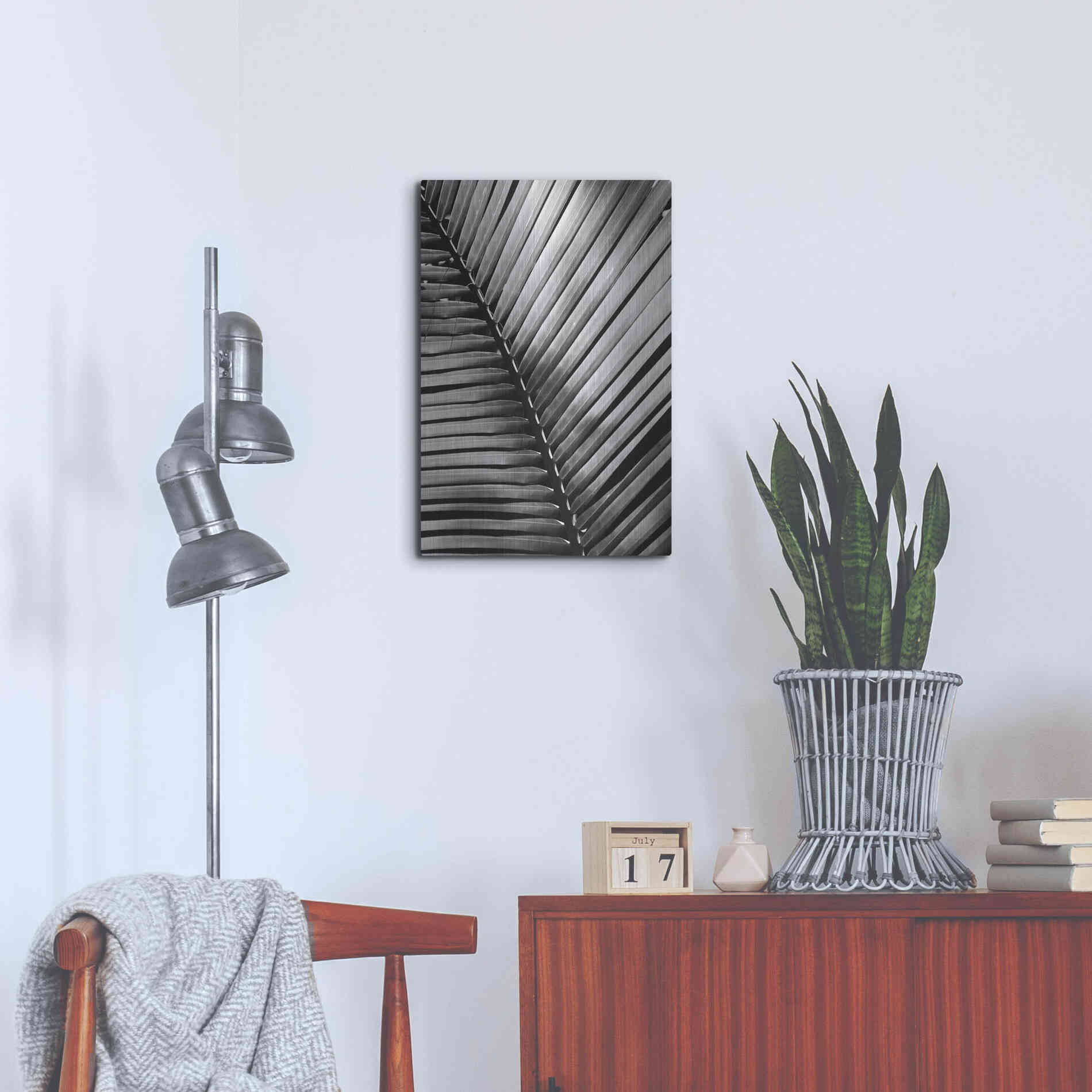 Luxe Metal Art 'Palm Frond I' by Debra Van Swearingen, Metal Wall Art,16x24