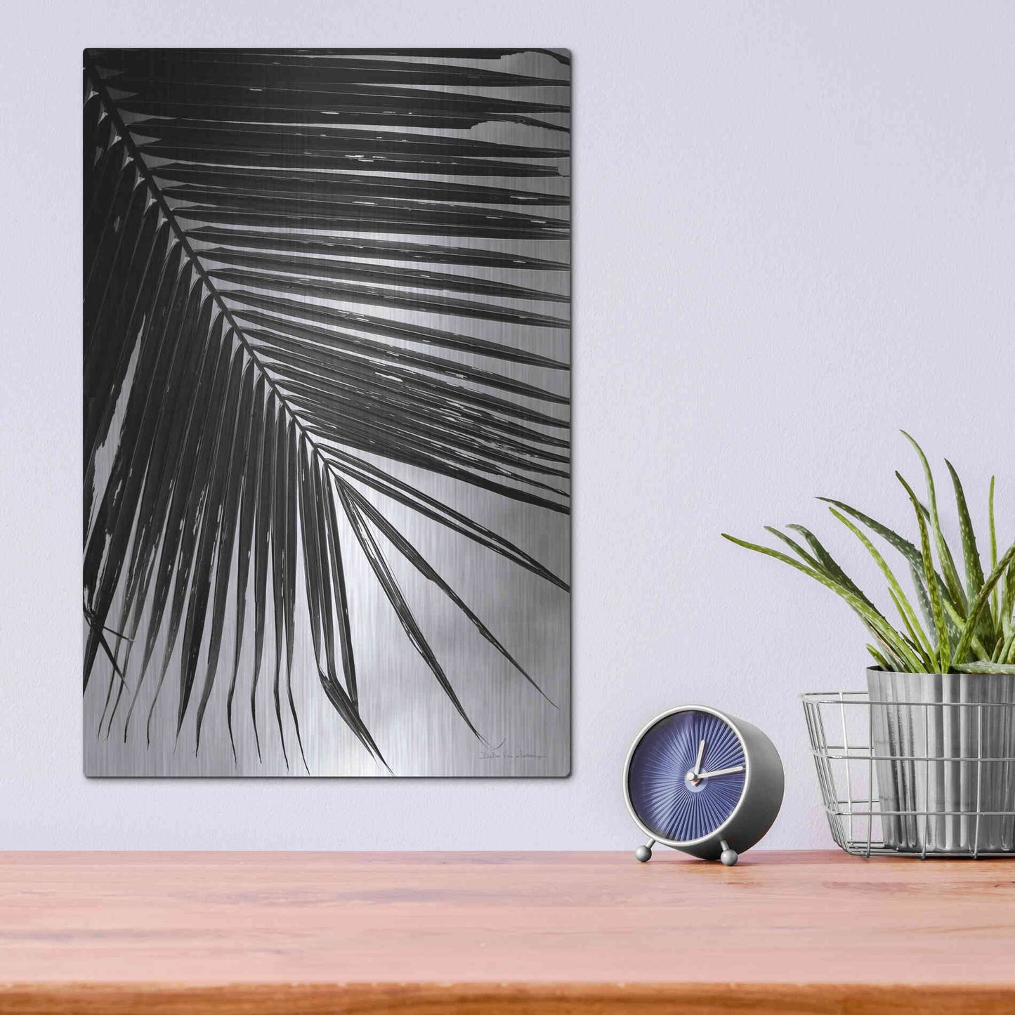 Luxe Metal Art 'Palm Frond II' by Debra Van Swearingen, Metal Wall Art,12x16
