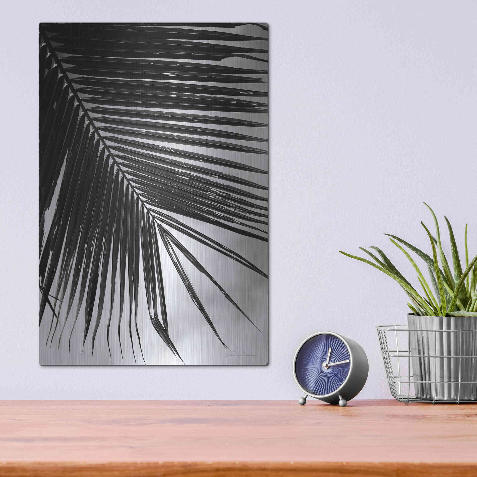Luxe Metal Art 'Palm Frond II' by Debra Van Swearingen, Metal Wall Art,12x16