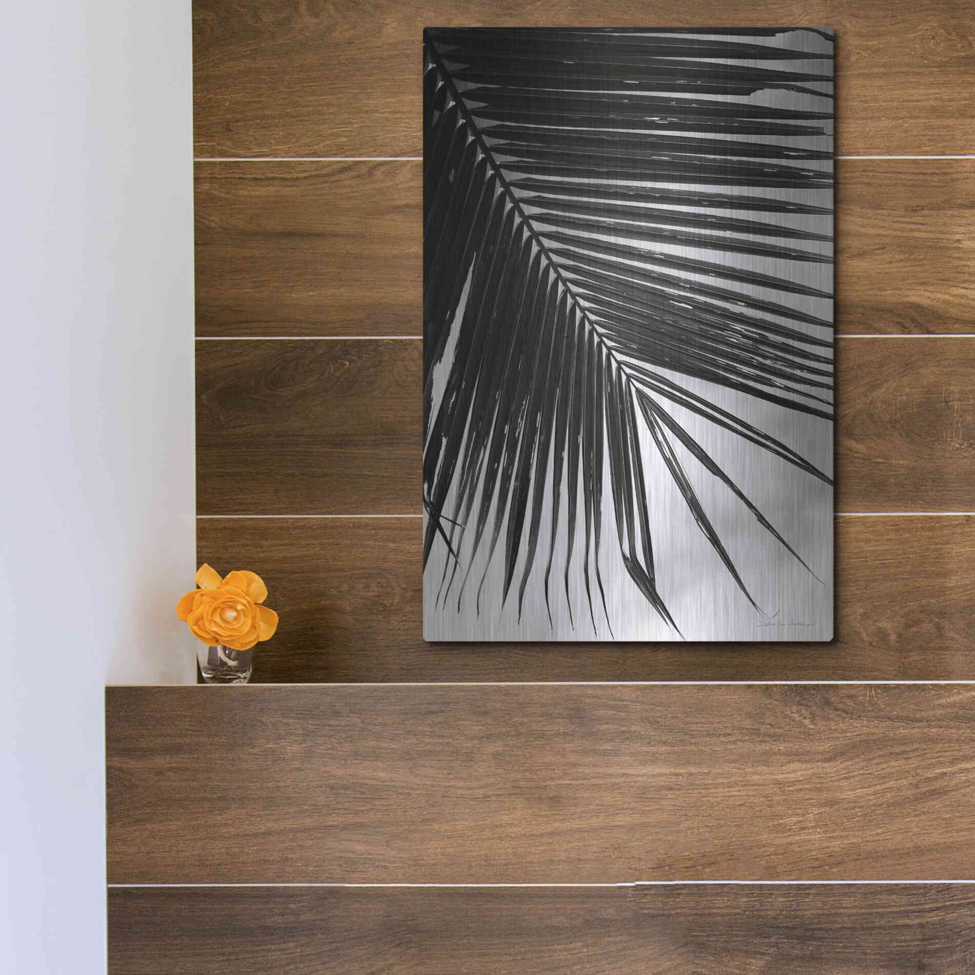 Luxe Metal Art 'Palm Frond II' by Debra Van Swearingen, Metal Wall Art,12x16