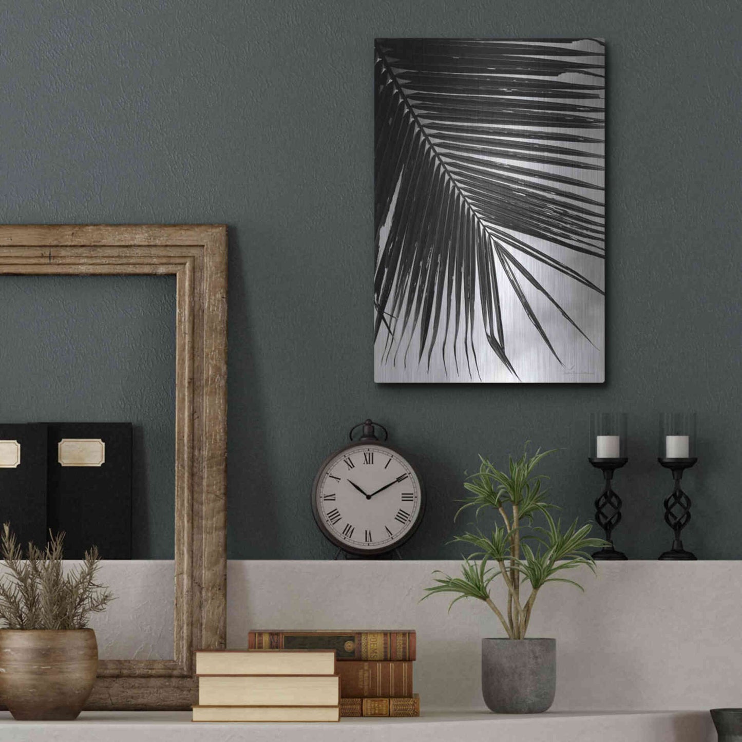 Luxe Metal Art 'Palm Frond II' by Debra Van Swearingen, Metal Wall Art,12x16
