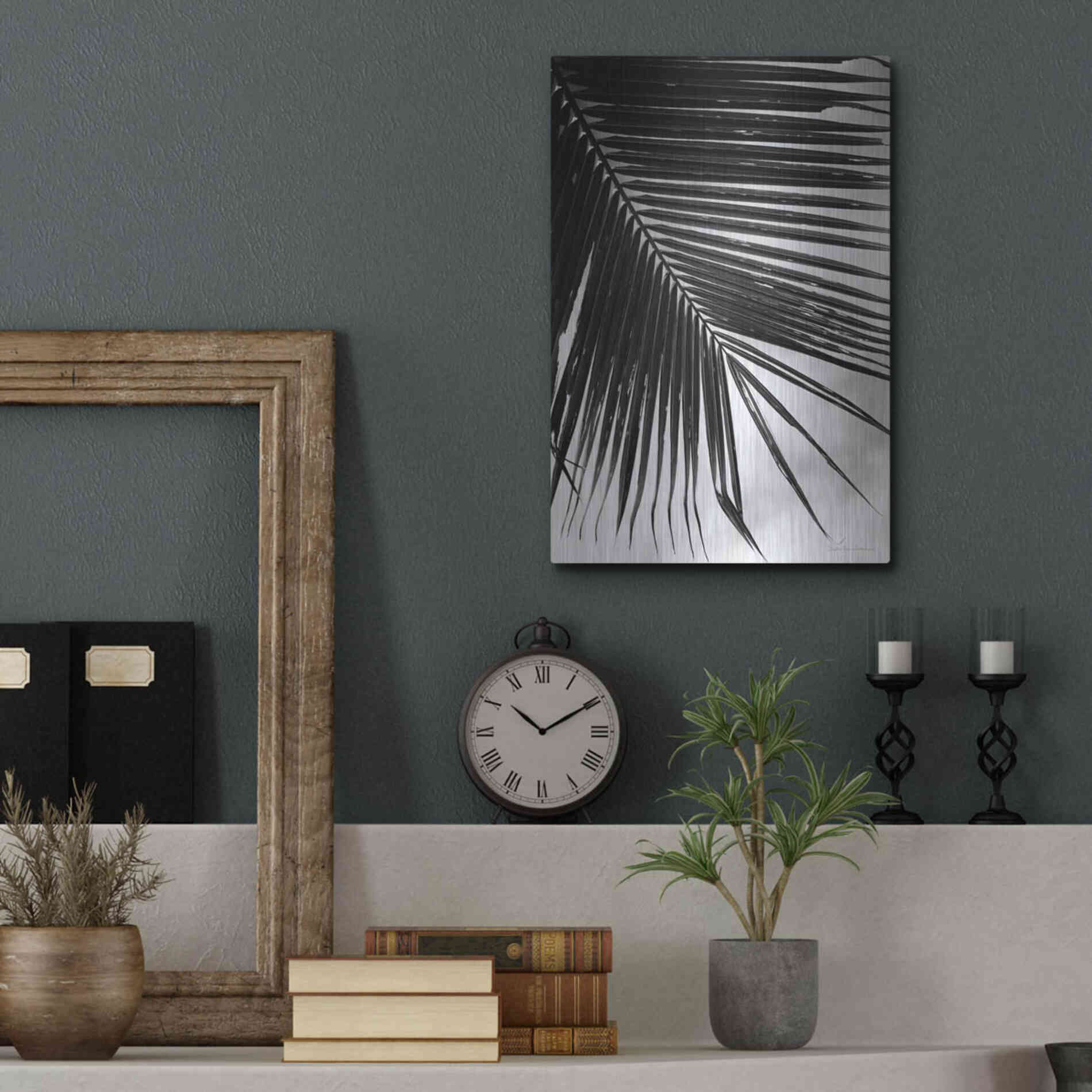 Luxe Metal Art 'Palm Frond II' by Debra Van Swearingen, Metal Wall Art,12x16