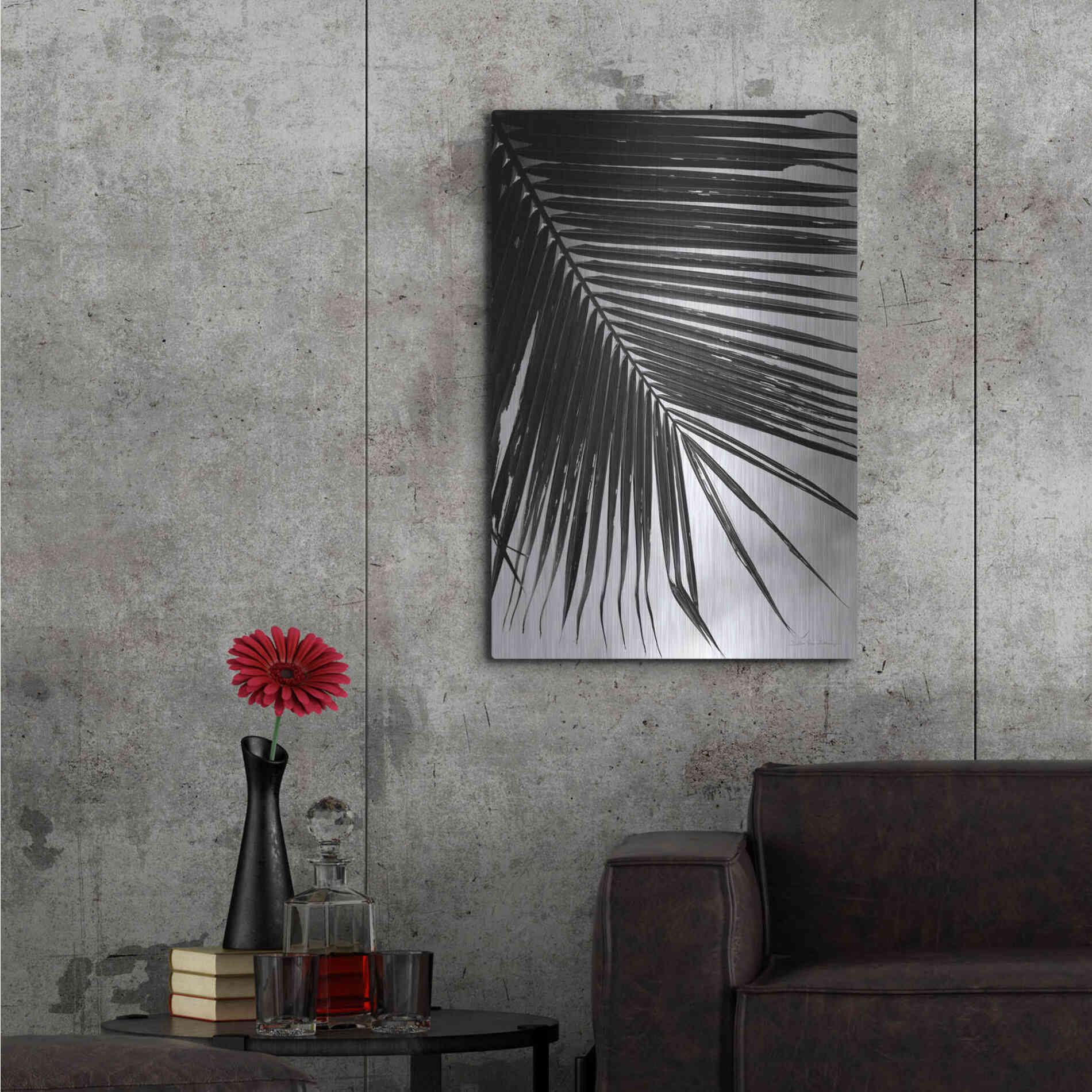 Luxe Metal Art 'Palm Frond II' by Debra Van Swearingen, Metal Wall Art,24x36
