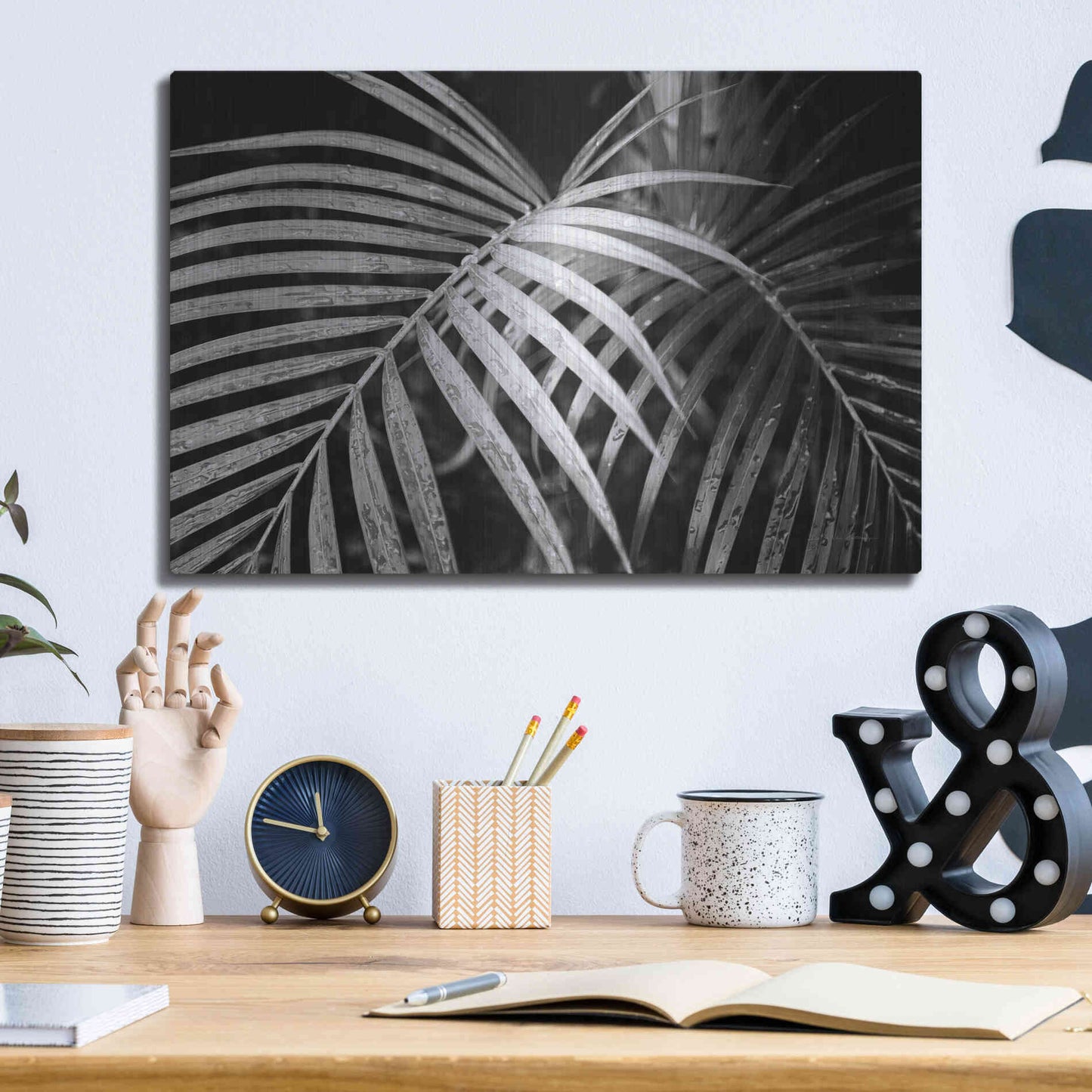 Luxe Metal Art 'Palm Fronds' by Debra Van Swearingen, Metal Wall Art,16x12