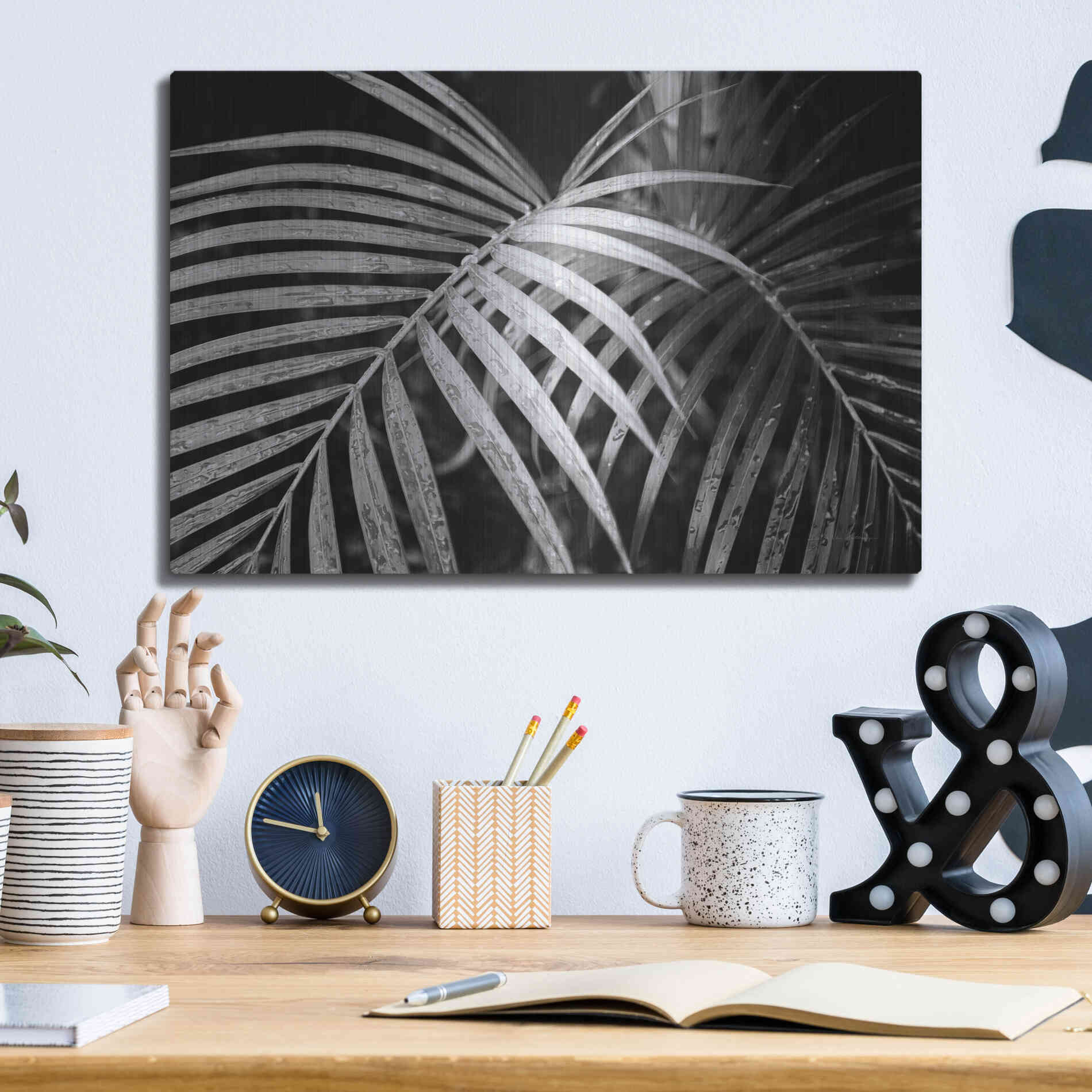 Luxe Metal Art 'Palm Fronds' by Debra Van Swearingen, Metal Wall Art,16x12