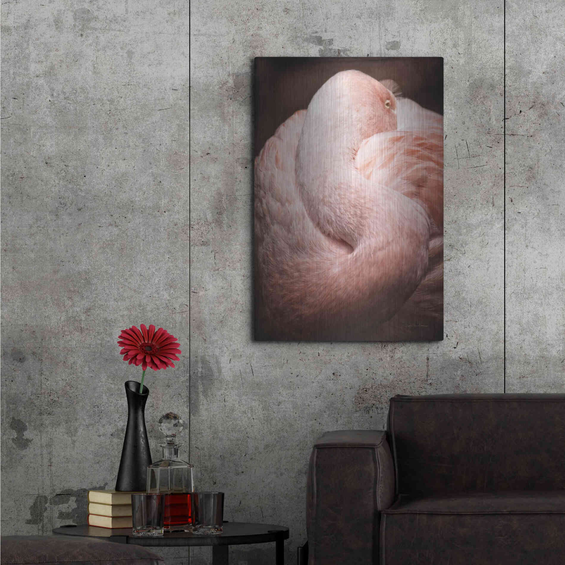 Luxe Metal Art 'Chilean Flamingo I' by Debra Van Swearingen, Metal Wall Art,24x36