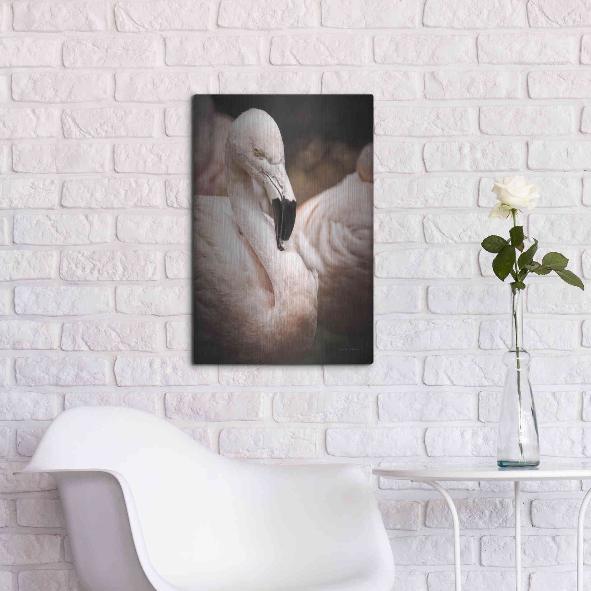 Luxe Metal Art 'Chilean Flamingo II' by Debra Van Swearingen, Metal Wall Art,16x24