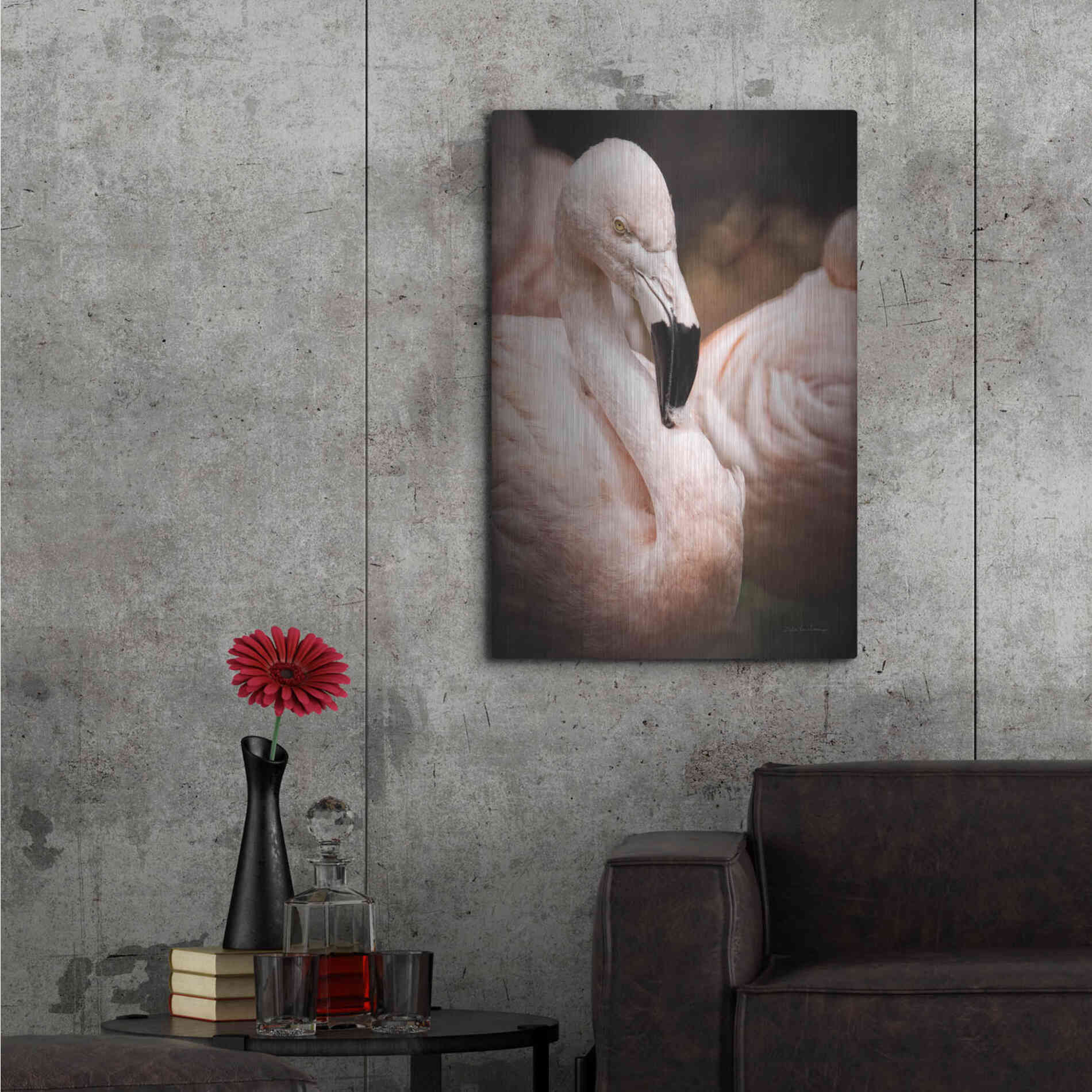 Luxe Metal Art 'Chilean Flamingo II' by Debra Van Swearingen, Metal Wall Art,24x36