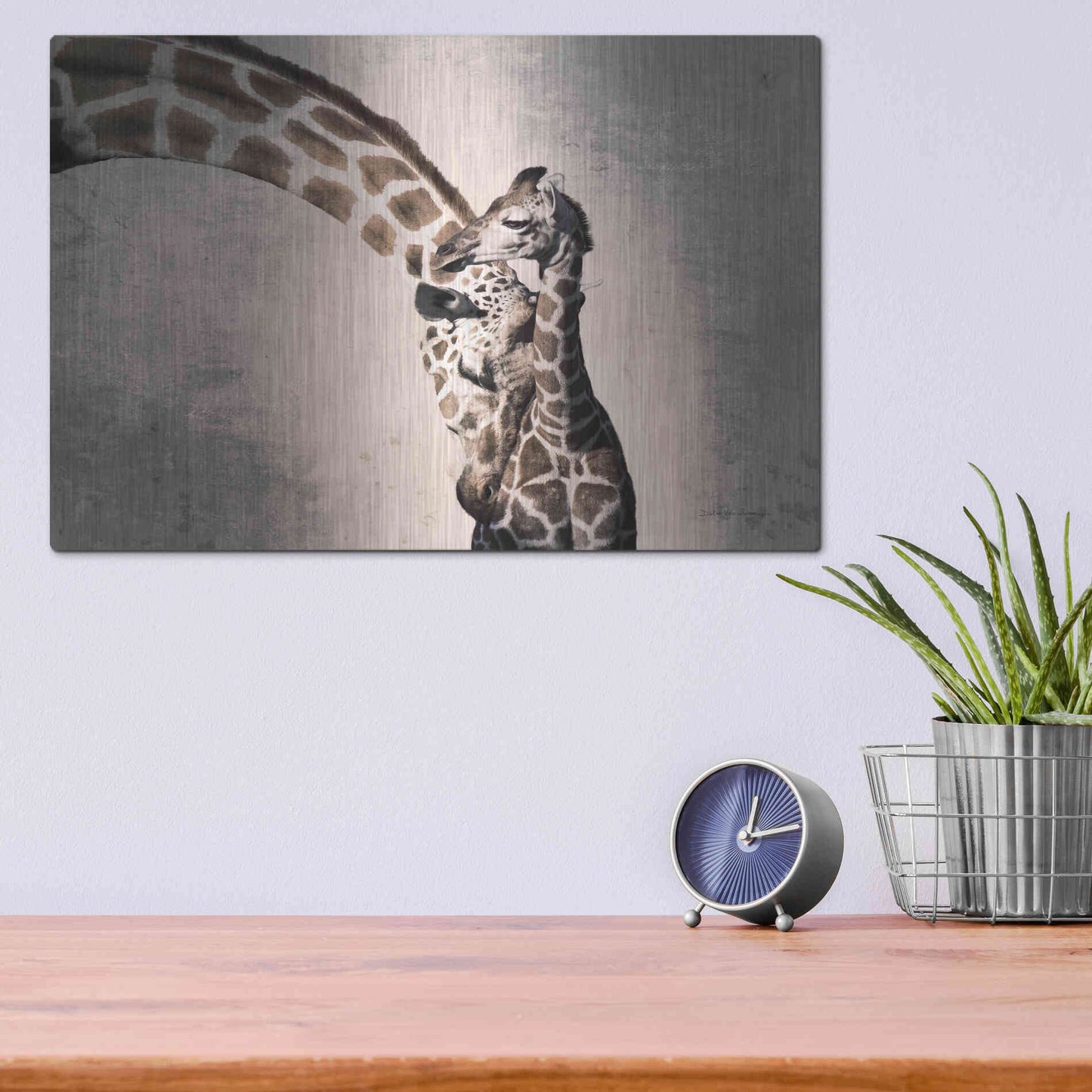 Luxe Metal Art 'Mother and Son' by Debra Van Swearingen, Metal Wall Art,16x12