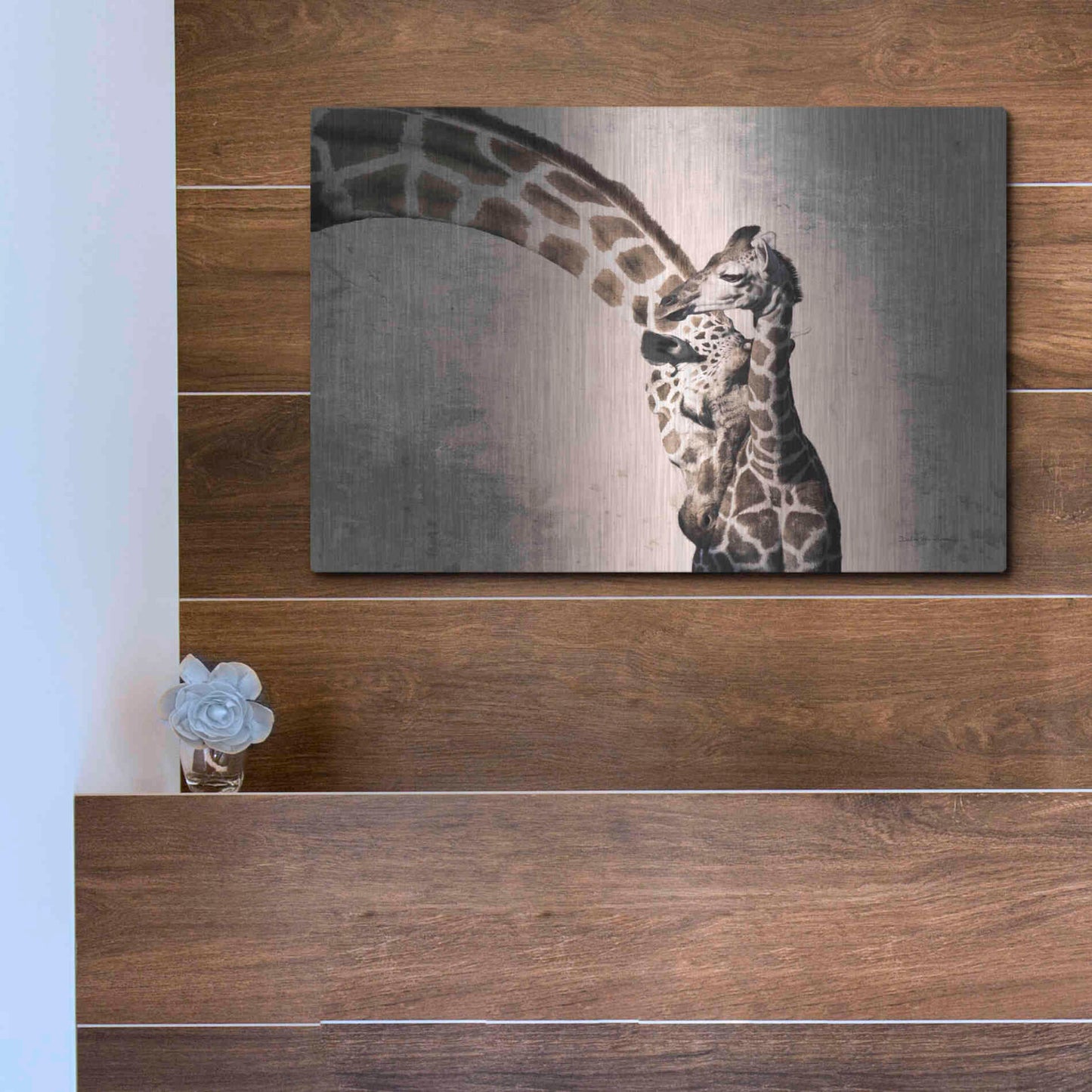 Luxe Metal Art 'Mother and Son' by Debra Van Swearingen, Metal Wall Art,16x12