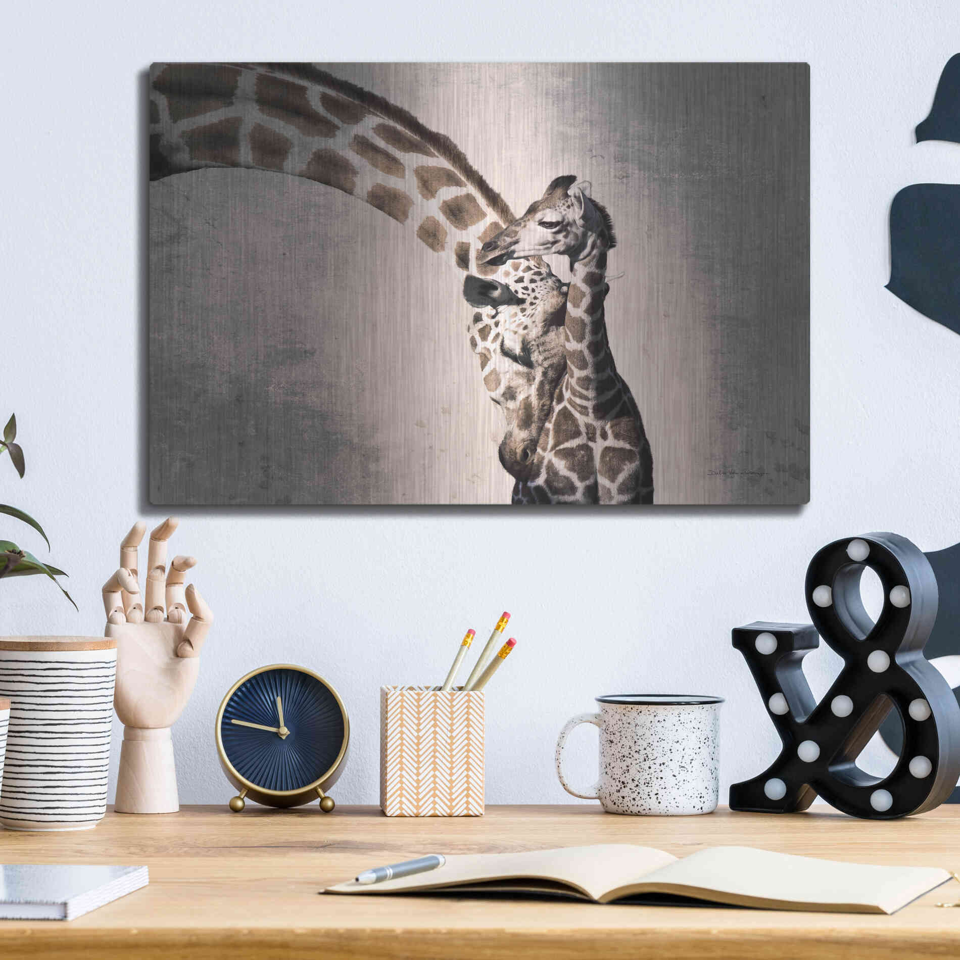 Luxe Metal Art 'Mother and Son' by Debra Van Swearingen, Metal Wall Art,16x12