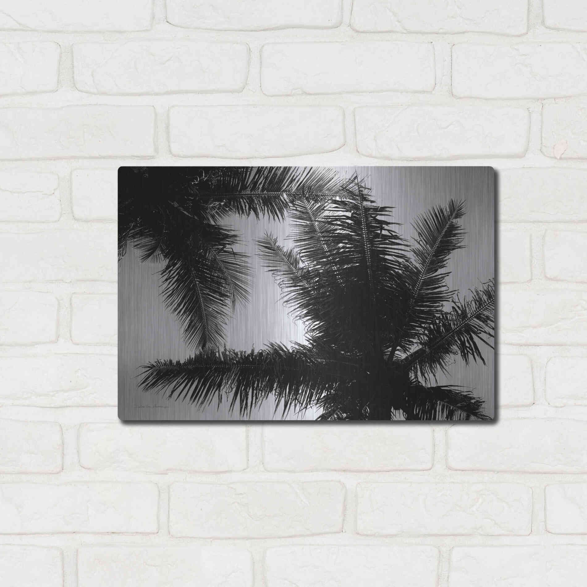 Luxe Metal Art 'Palm Tree Looking Up I' by Debra Van Swearingen, Metal Wall Art,16x12