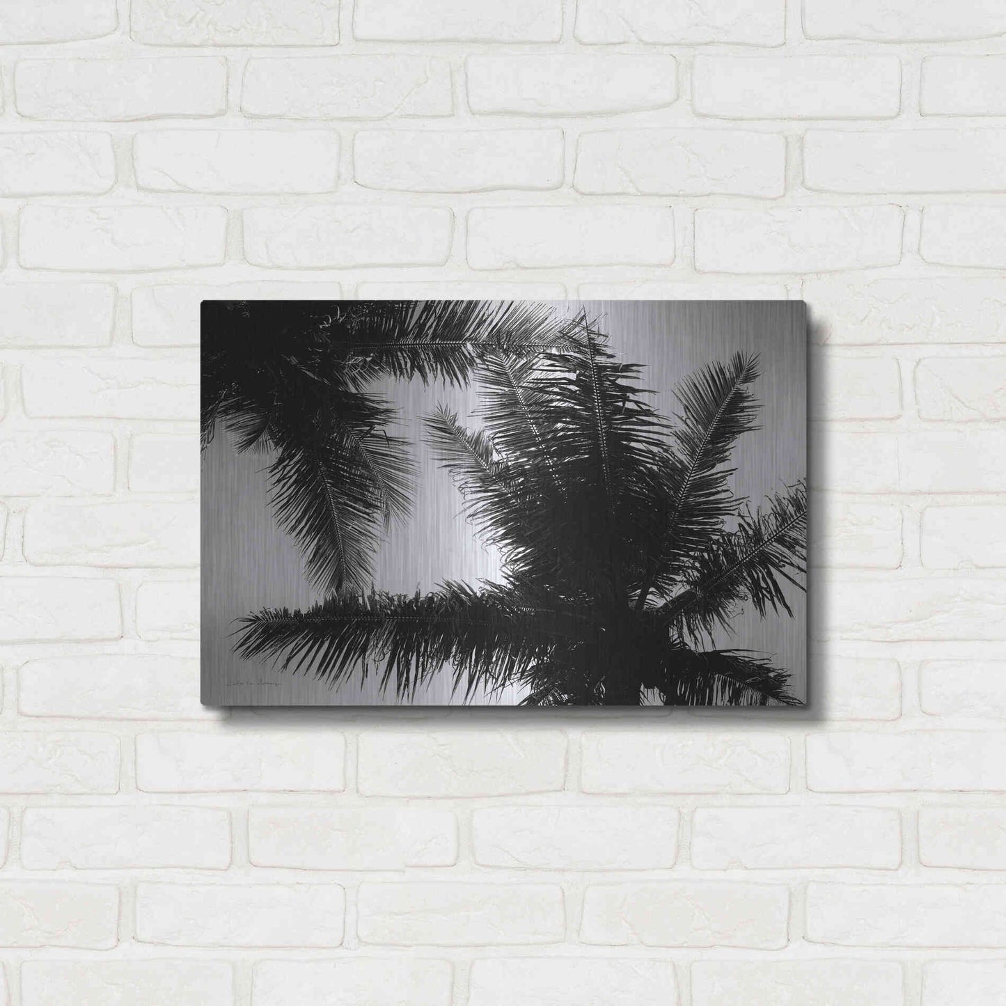 Luxe Metal Art 'Palm Tree Looking Up I' by Debra Van Swearingen, Metal Wall Art,24x16