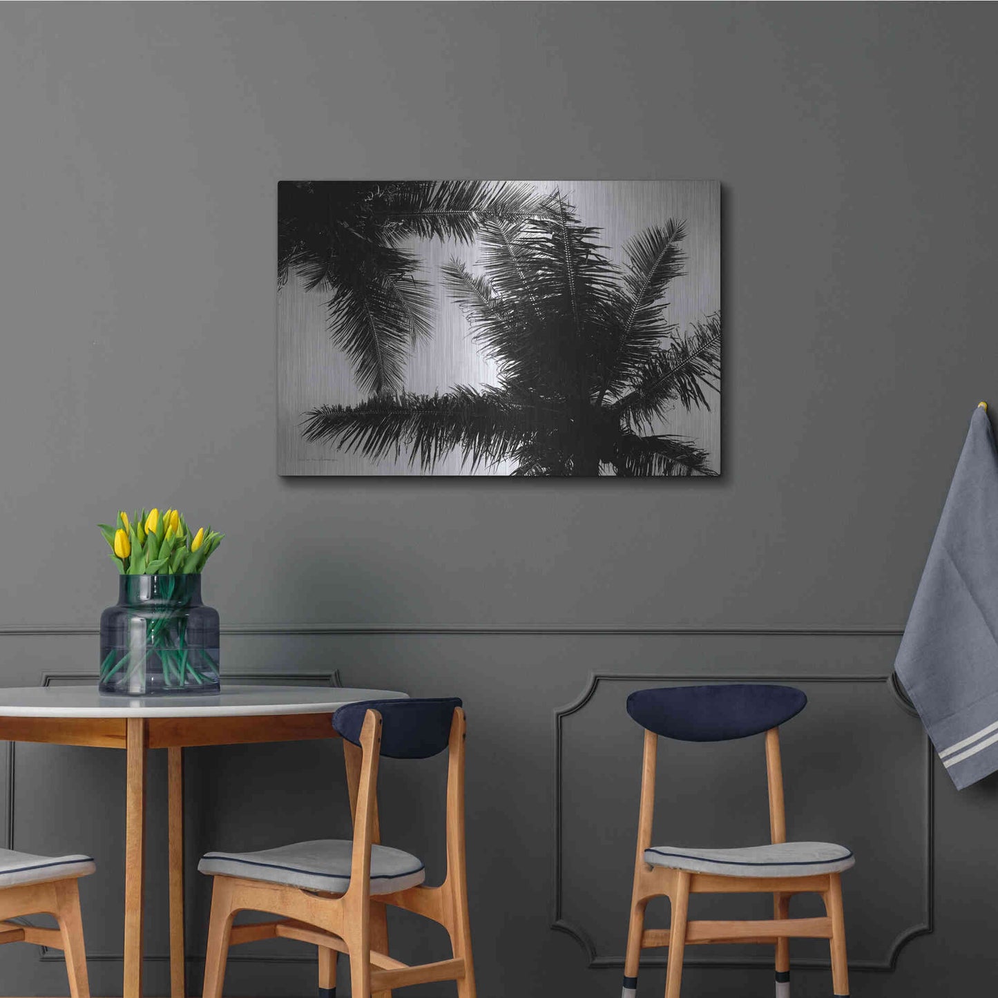 Luxe Metal Art 'Palm Tree Looking Up I' by Debra Van Swearingen, Metal Wall Art,36x24
