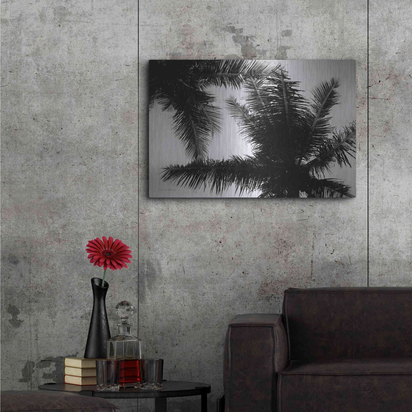 Luxe Metal Art 'Palm Tree Looking Up I' by Debra Van Swearingen, Metal Wall Art,36x24