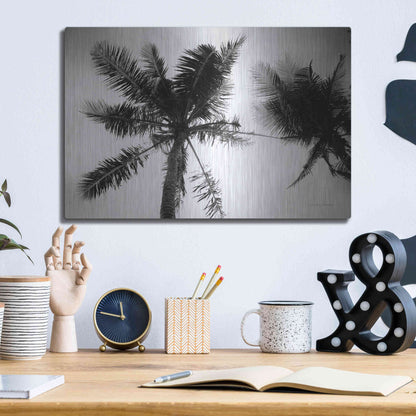 Luxe Metal Art 'Palm Tree Looking Up II' by Debra Van Swearingen, Metal Wall Art,16x12
