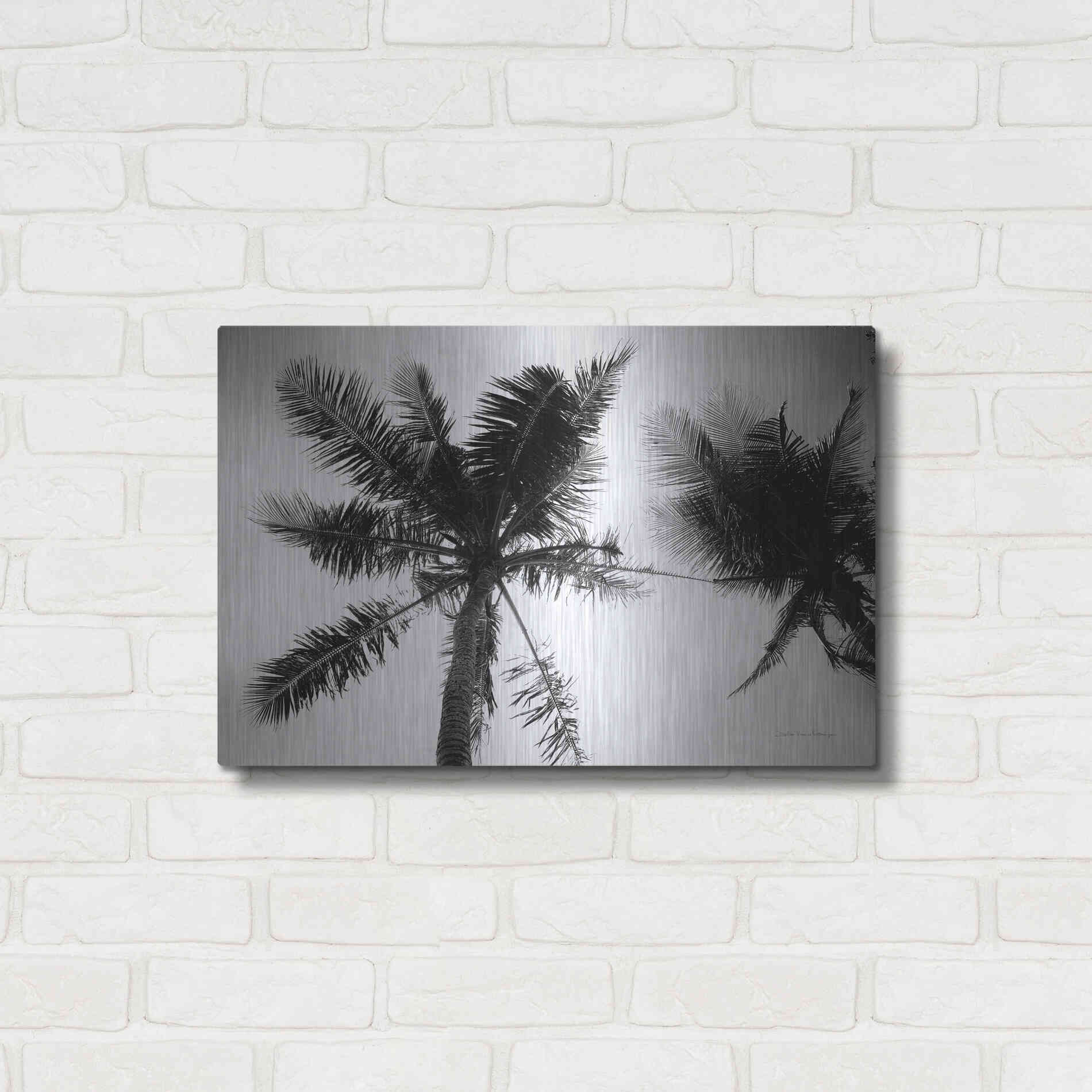 Luxe Metal Art 'Palm Tree Looking Up II' by Debra Van Swearingen, Metal Wall Art,24x16