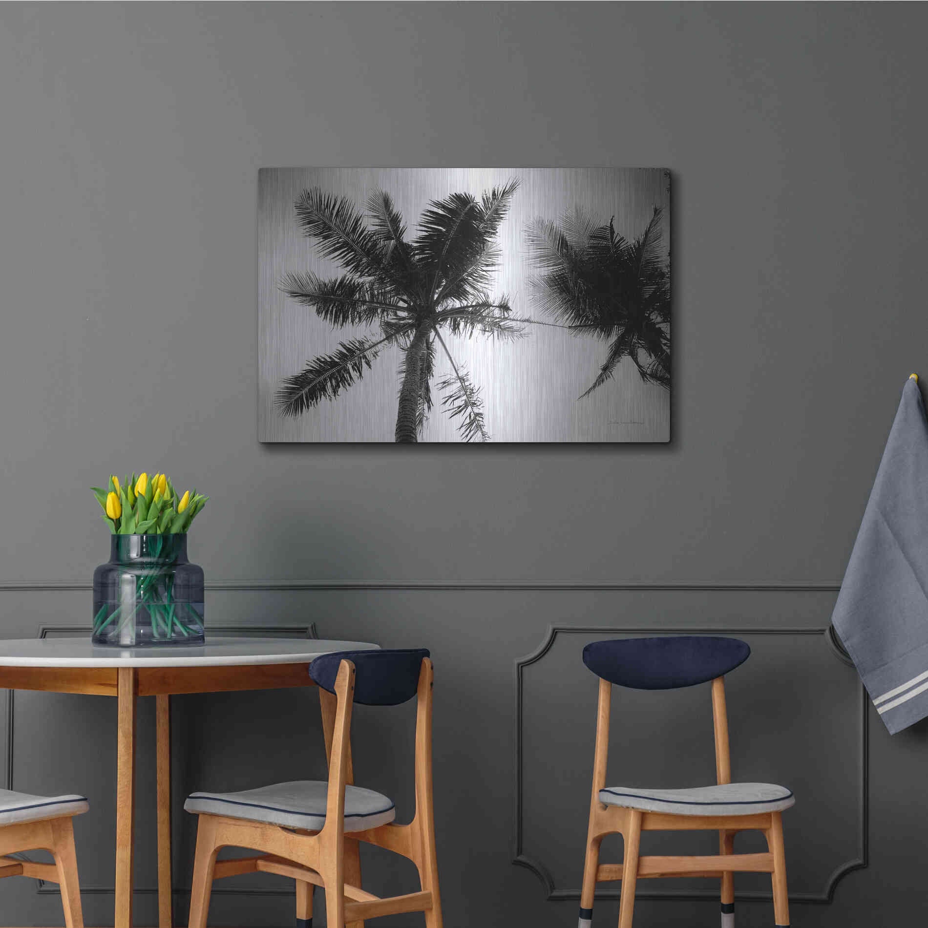 Luxe Metal Art 'Palm Tree Looking Up II' by Debra Van Swearingen, Metal Wall Art,36x24