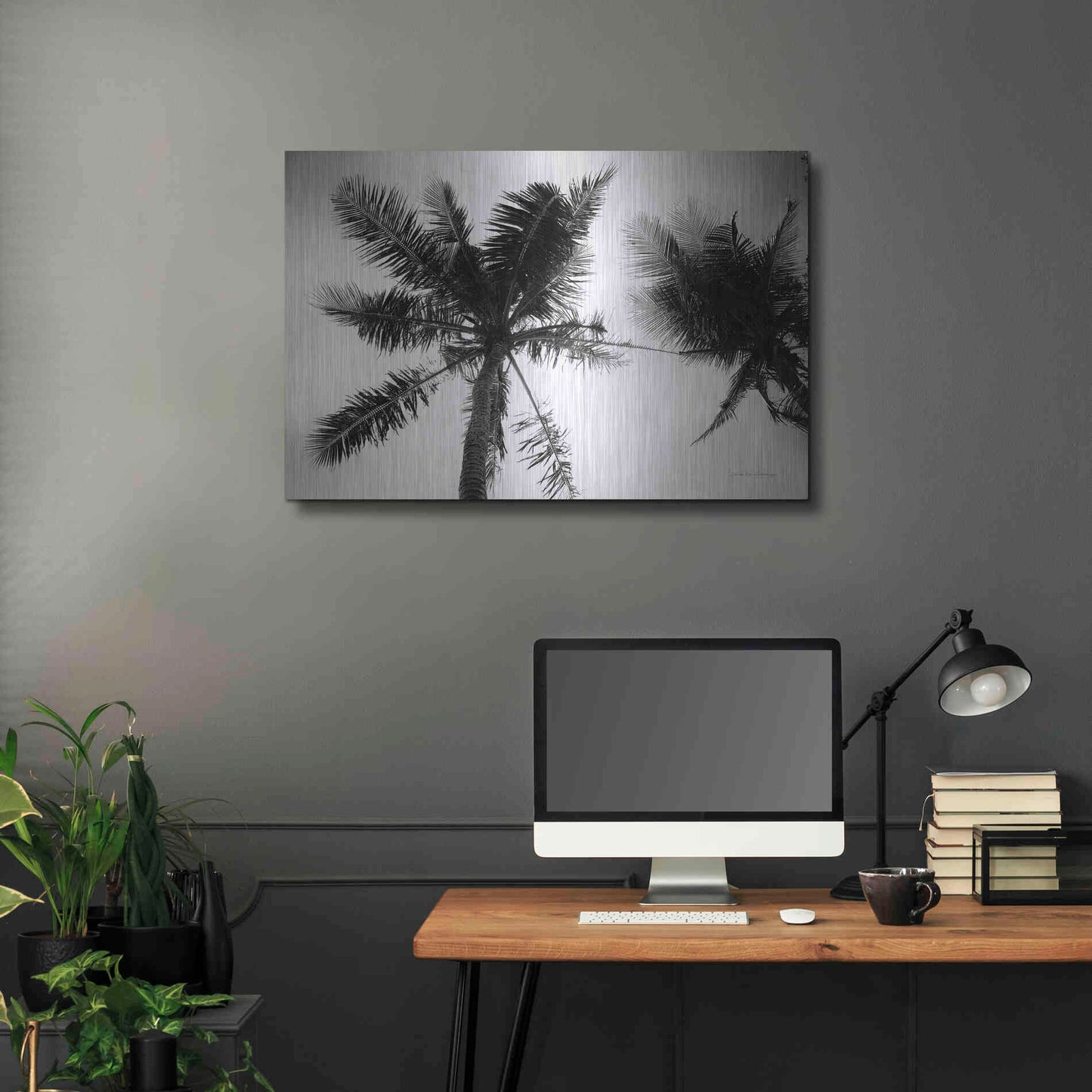 Luxe Metal Art 'Palm Tree Looking Up II' by Debra Van Swearingen, Metal Wall Art,36x24