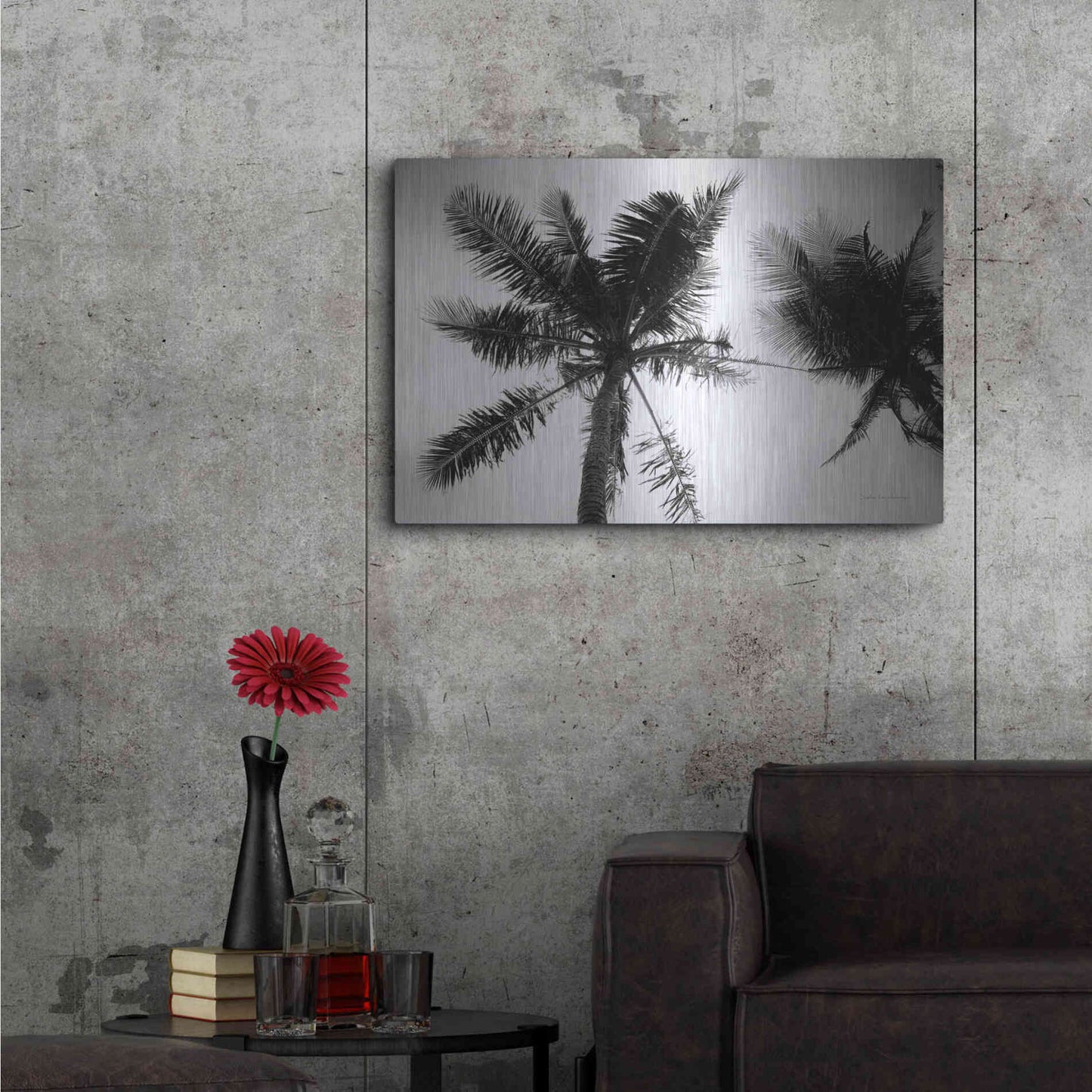 Luxe Metal Art 'Palm Tree Looking Up II' by Debra Van Swearingen, Metal Wall Art,36x24
