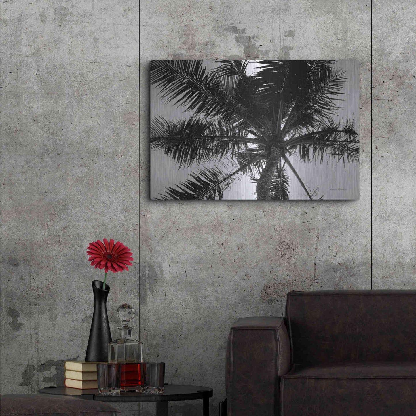 Luxe Metal Art 'Palm Tree Looking Up III' by Debra Van Swearingen, Metal Wall Art,36x24