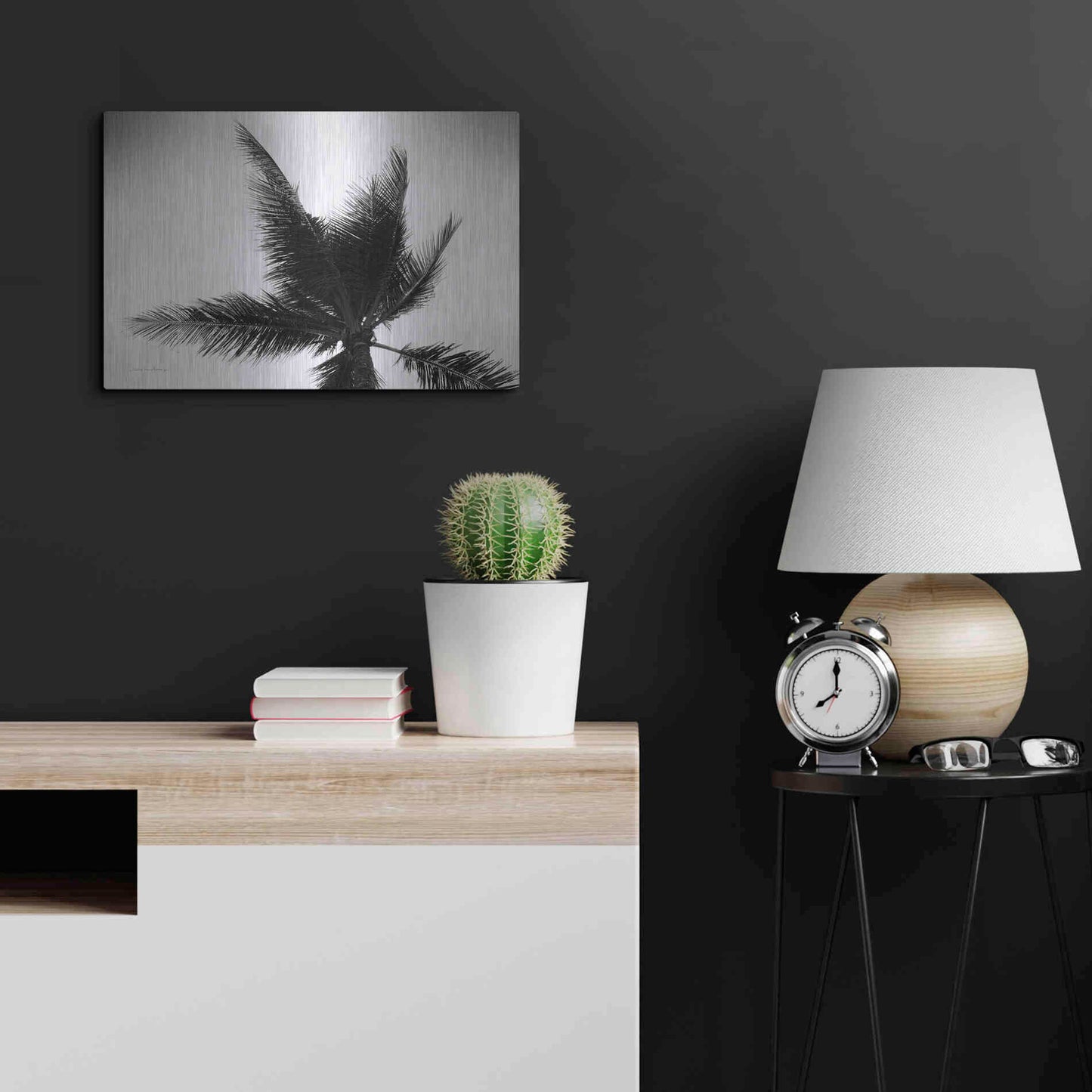 Luxe Metal Art 'Palm Tree Looking Up IV' by Debra Van Swearingen, Metal Wall Art,24x16
