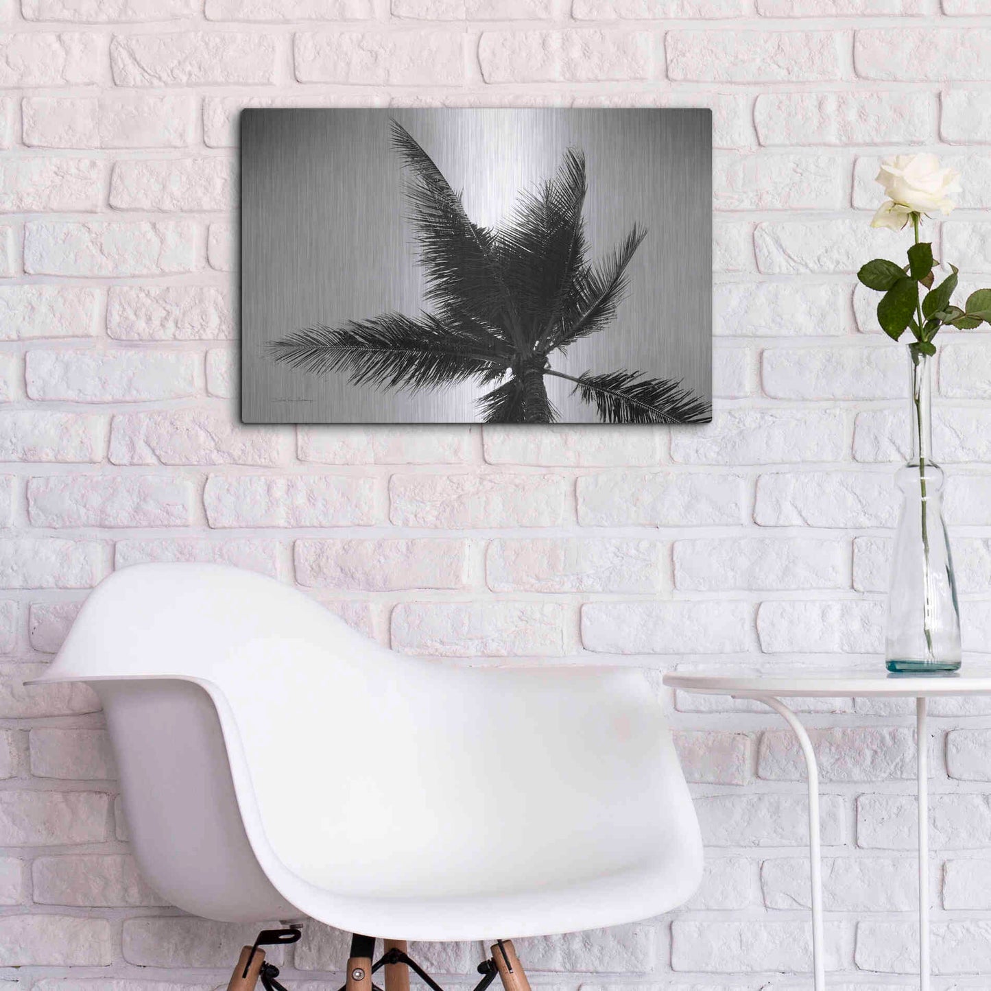 Luxe Metal Art 'Palm Tree Looking Up IV' by Debra Van Swearingen, Metal Wall Art,24x16
