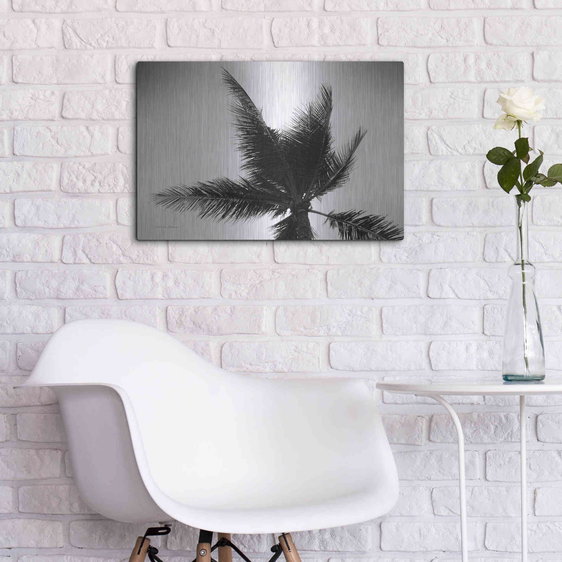 Luxe Metal Art 'Palm Tree Looking Up IV' by Debra Van Swearingen, Metal Wall Art,24x16