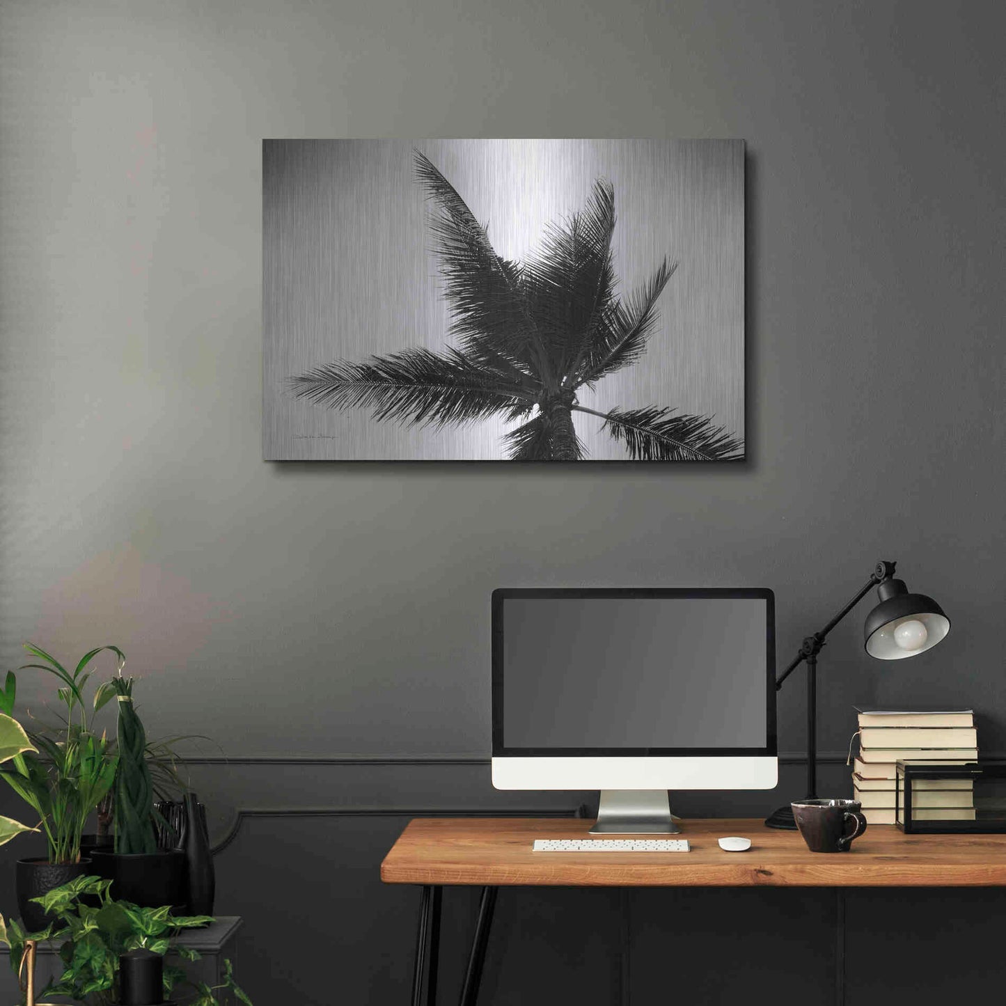 Luxe Metal Art 'Palm Tree Looking Up IV' by Debra Van Swearingen, Metal Wall Art,36x24