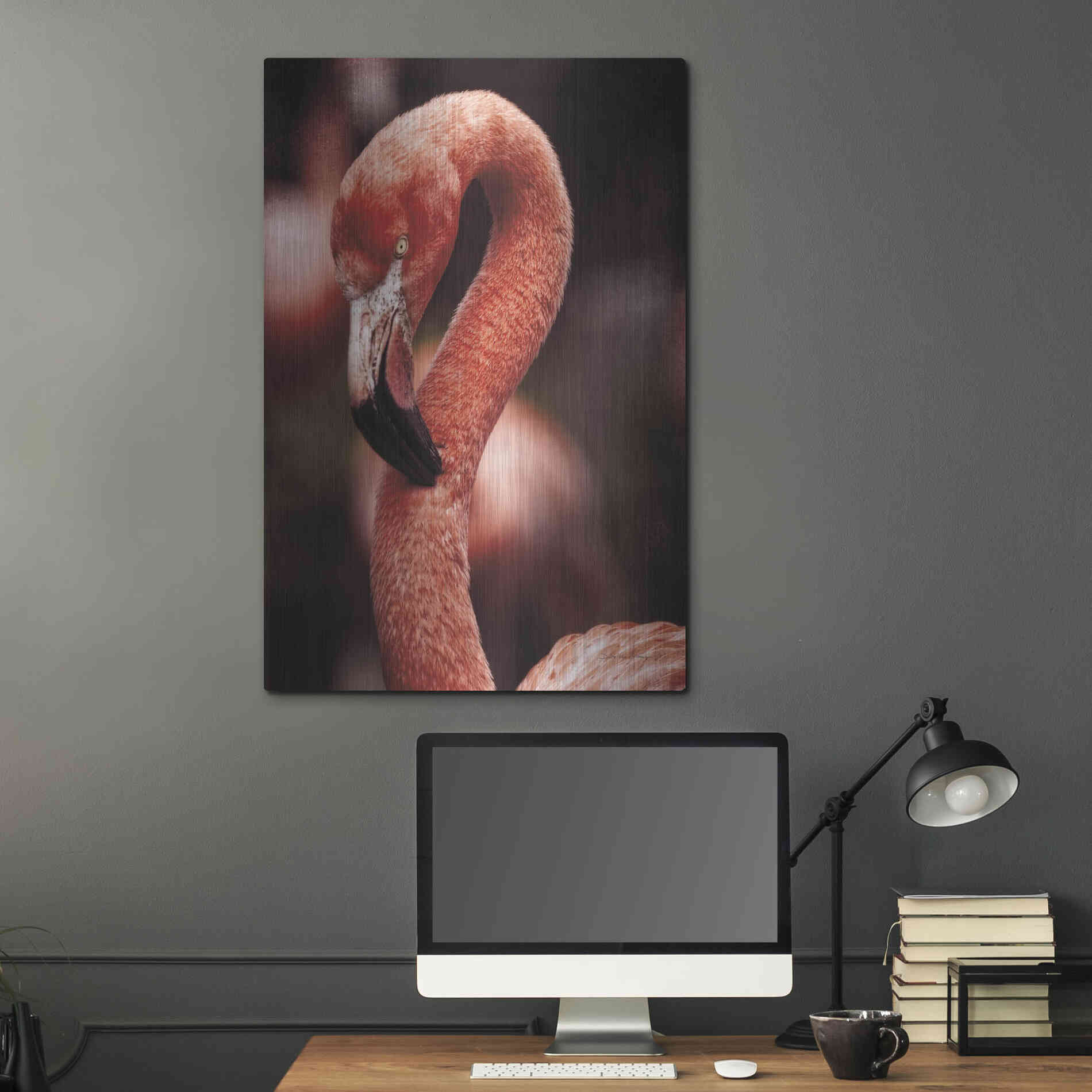 Luxe Metal Art 'Caribbean Flamingo II' by Debra Van Swearingen, Metal Wall Art,24x36