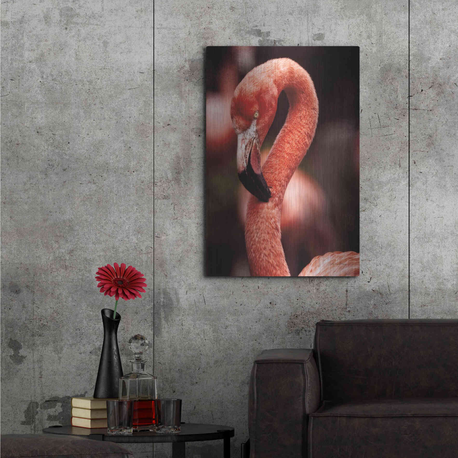 Luxe Metal Art 'Caribbean Flamingo II' by Debra Van Swearingen, Metal Wall Art,24x36