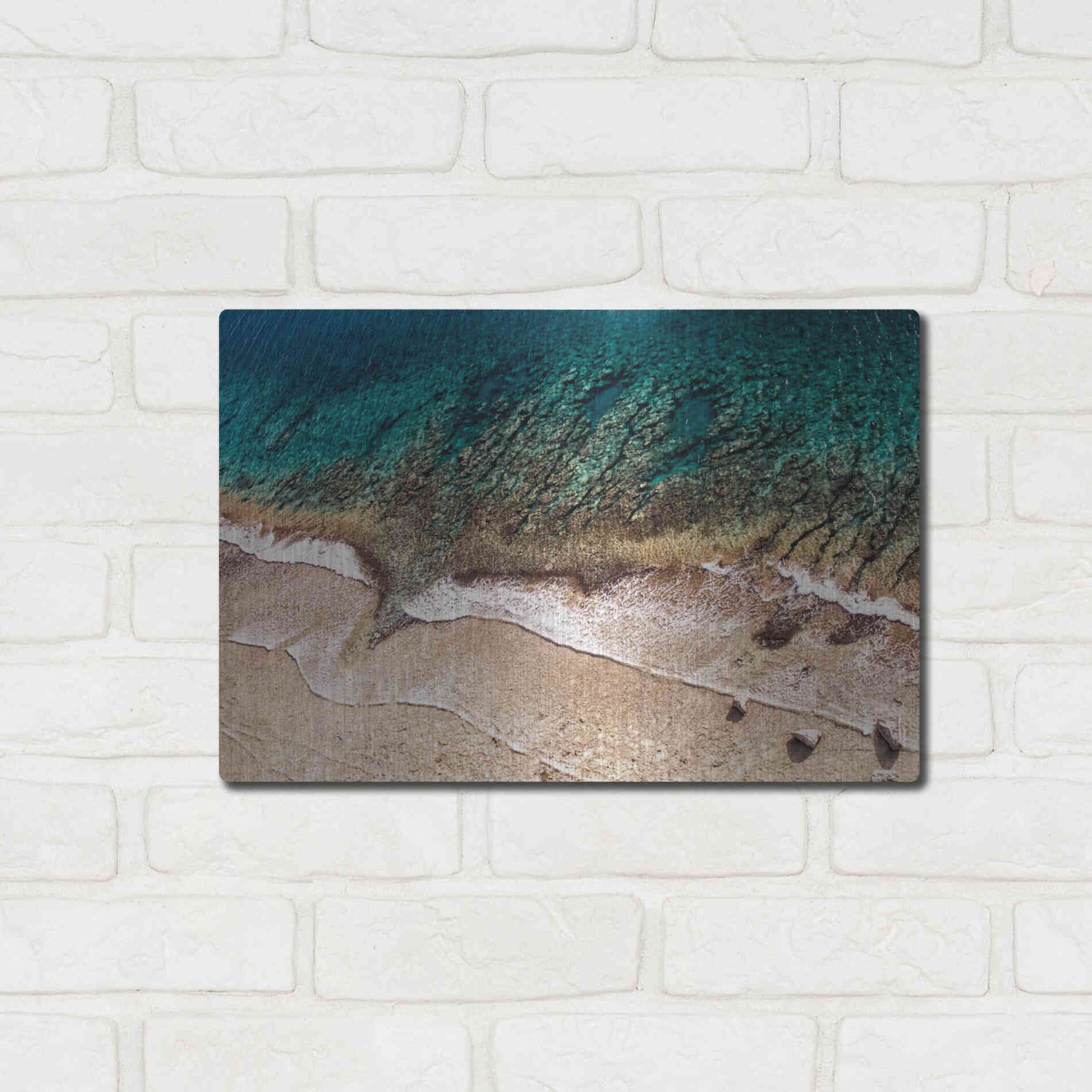 Luxe Metal Art 'Sand and Sea' by Debra Van Swearingen, Metal Wall Art,16x12