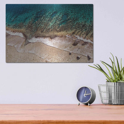 Luxe Metal Art 'Sand and Sea' by Debra Van Swearingen, Metal Wall Art,16x12