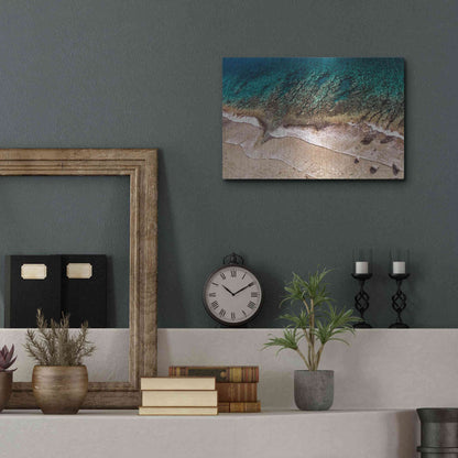 Luxe Metal Art 'Sand and Sea' by Debra Van Swearingen, Metal Wall Art,16x12