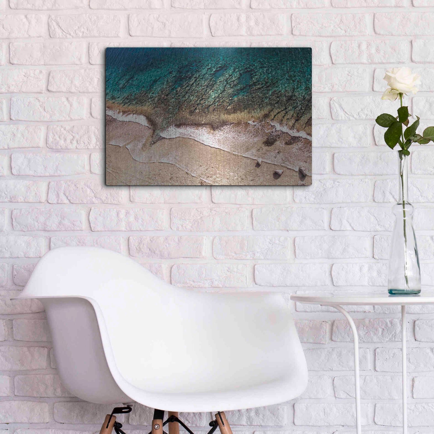 Luxe Metal Art 'Sand and Sea' by Debra Van Swearingen, Metal Wall Art,24x16